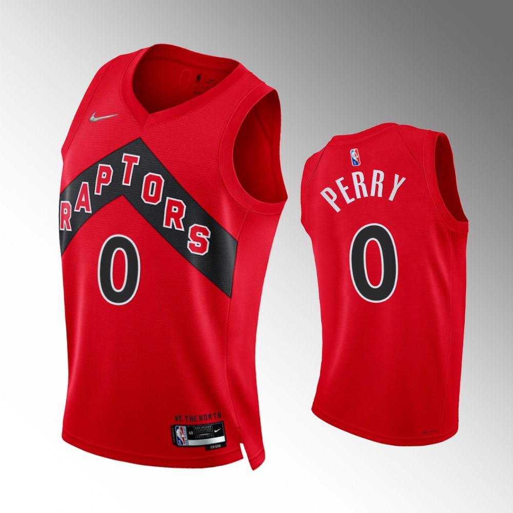 #0 Reggie Perry Raptors Red 2021-22 75th Diamond Anniversary Jersey