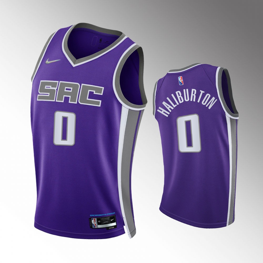 #0 Tyrese Haliburton Kings Purple 2021-22 75th Diamond Anniversary Icon Edition Jersey