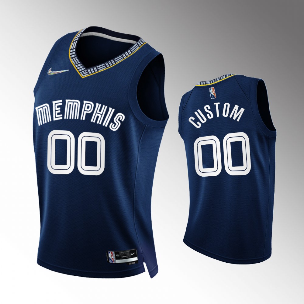#00 Custom Grizzlies Navy 2021-22 75th Diamond Anniversary City Edition Jersey
