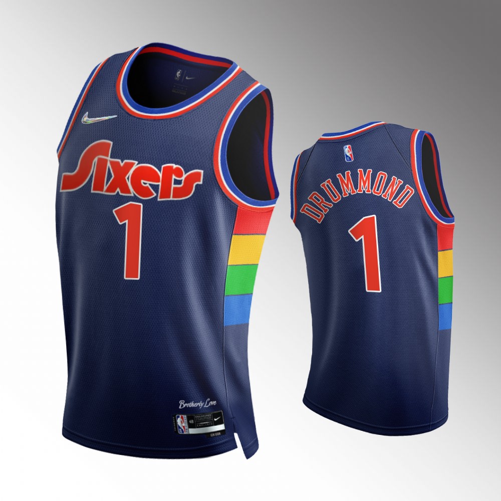 #1 Andre Drummond 76ers Royal 2021-22 75th Diamond Anniversary City Edition Jersey