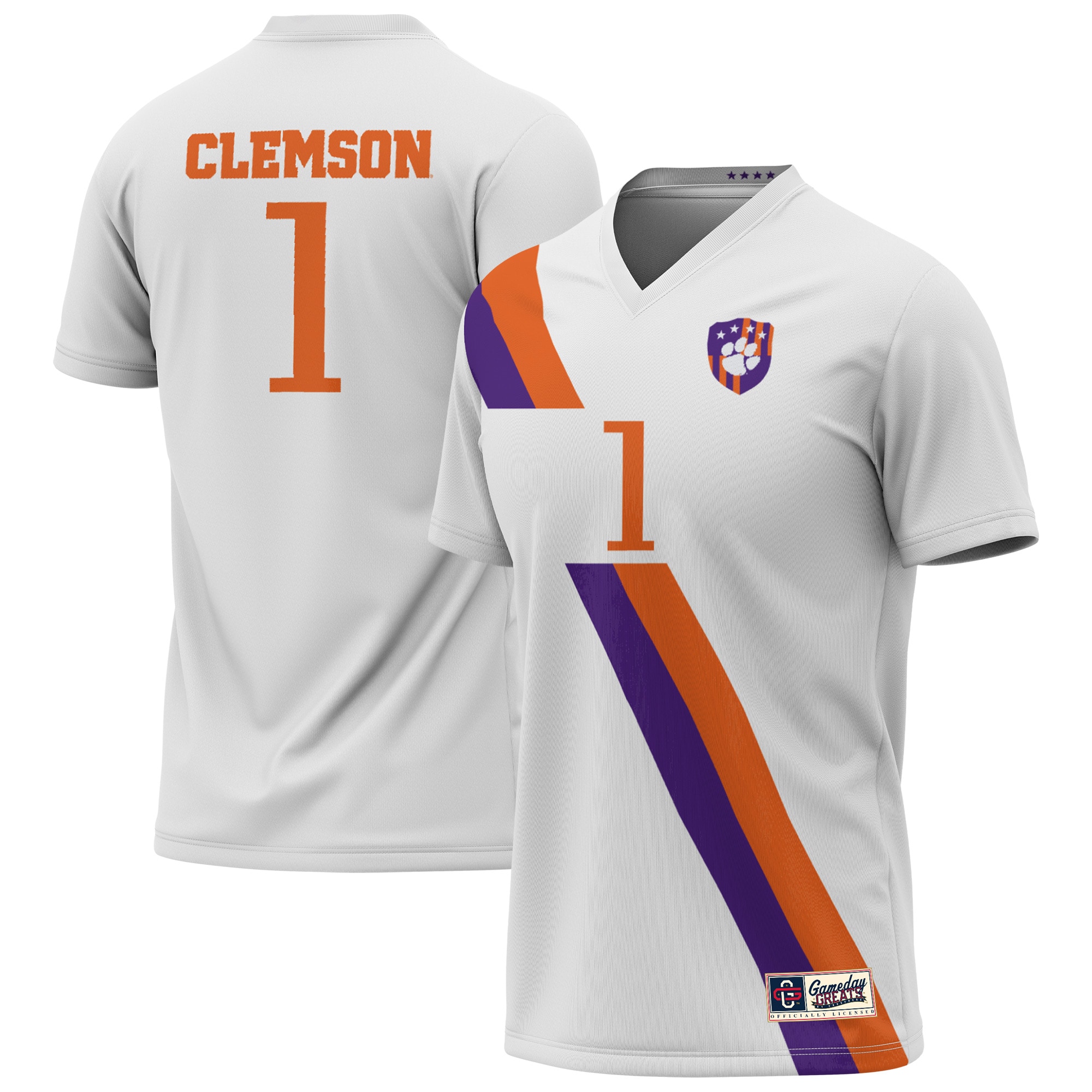 #1 Clemson Tigers GameDay Greats Unisex Lightweight Collegiate Soccer Fashion Jersey