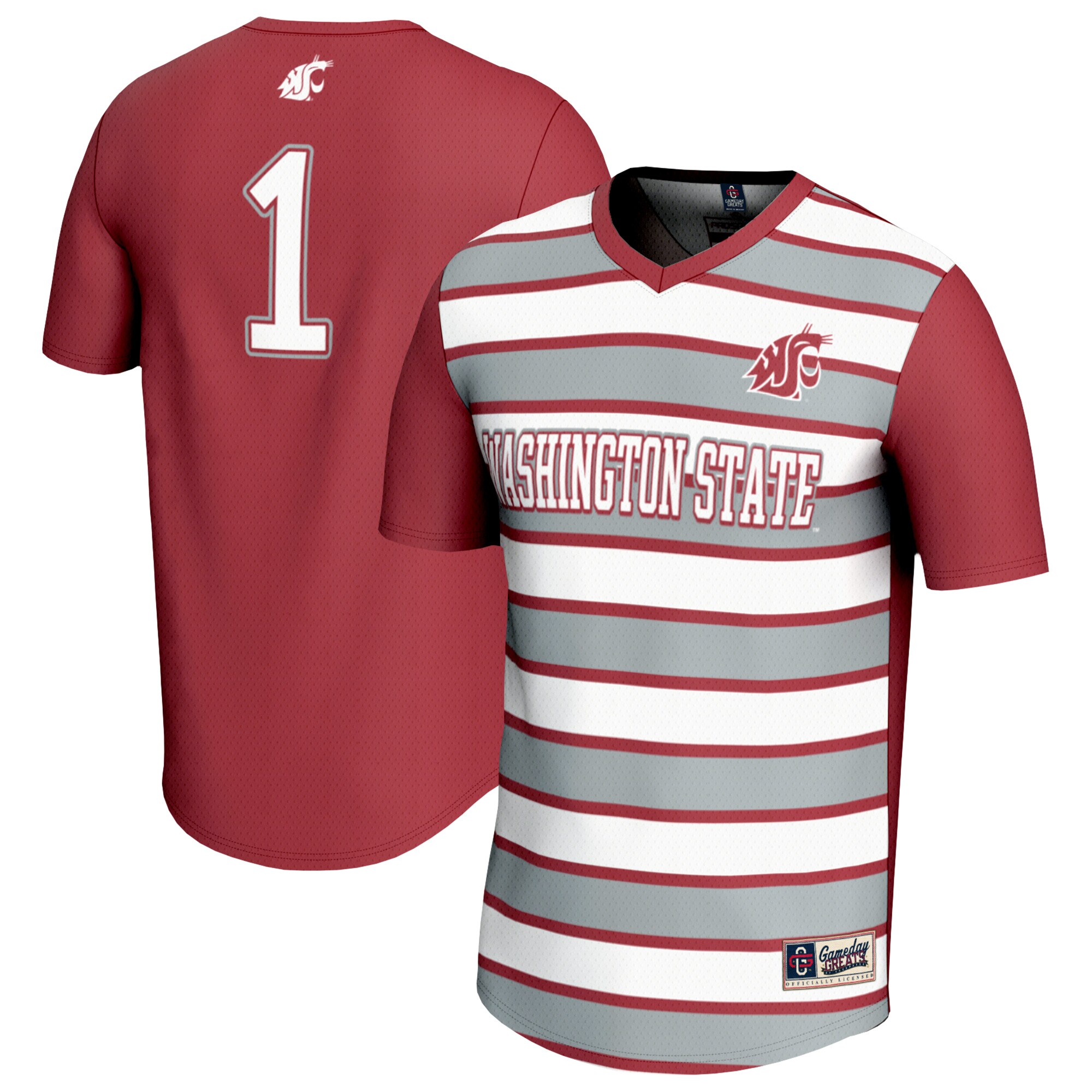#1 Washington State Cougars GameDay Greats Unisex Lightweight Soccer Fashion Jersey - Crimson
