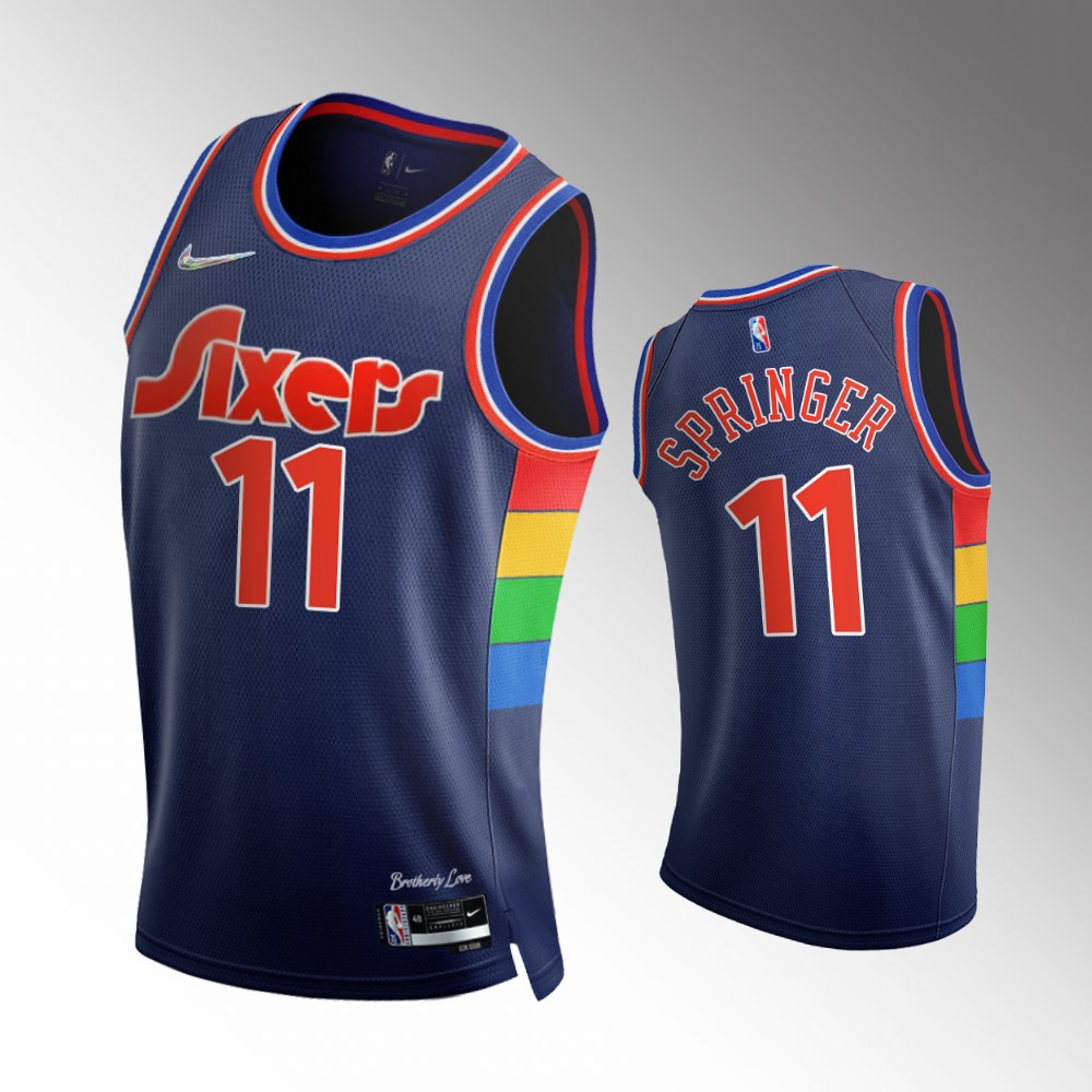 #11 Jaden Springer 76ers Royal 2021-22 75th Diamond Anniversary City Edition Jersey