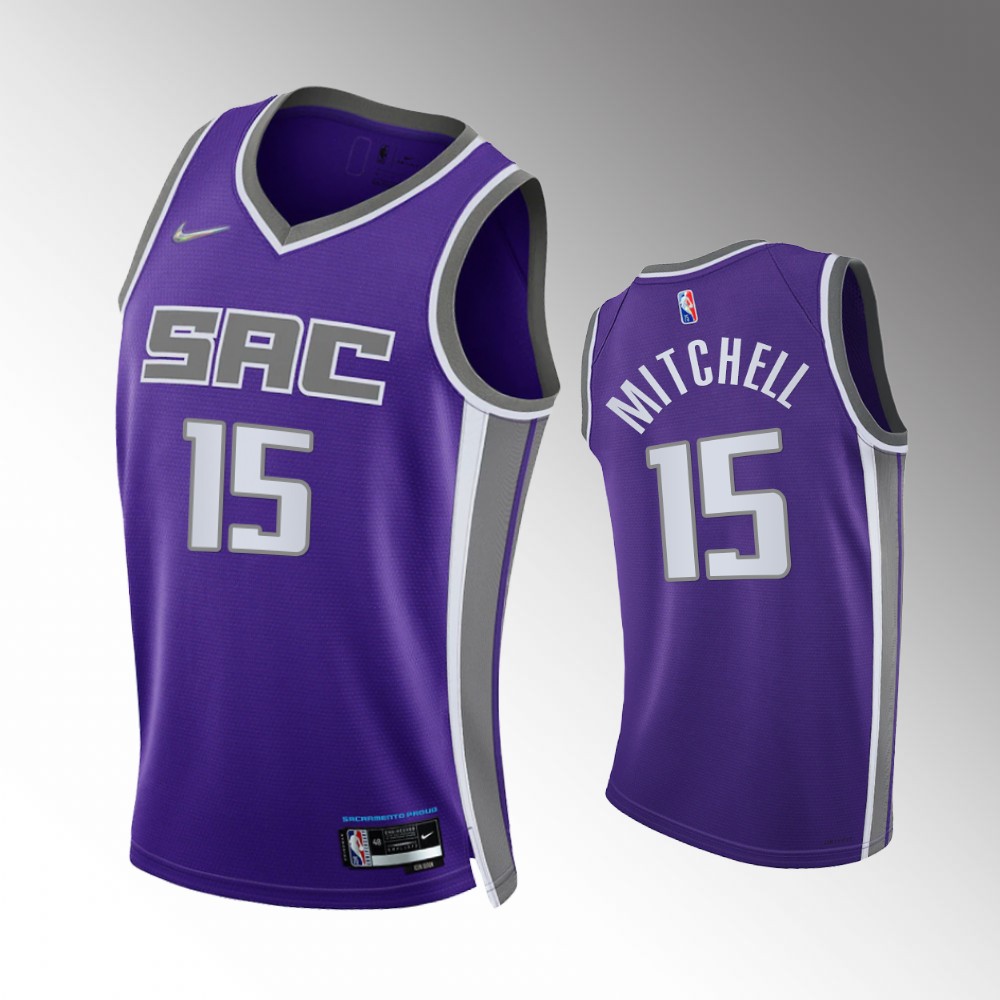 #15 Davion Mitchell Kings Purple 2021-22 75th Diamond Anniversary Icon Edition Jersey