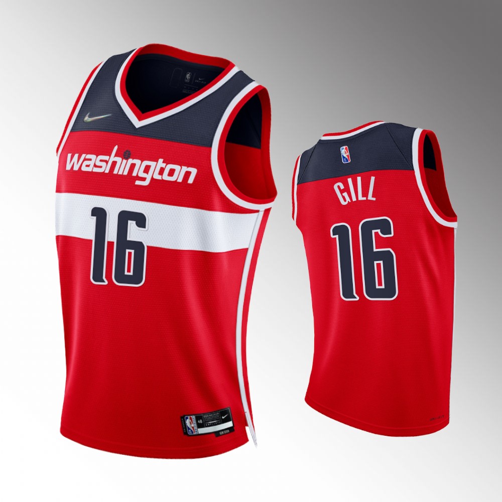 #16 Anthony Gill Wizards Red 2021-22 75th Diamond Anniversary Icon Edition Jersey