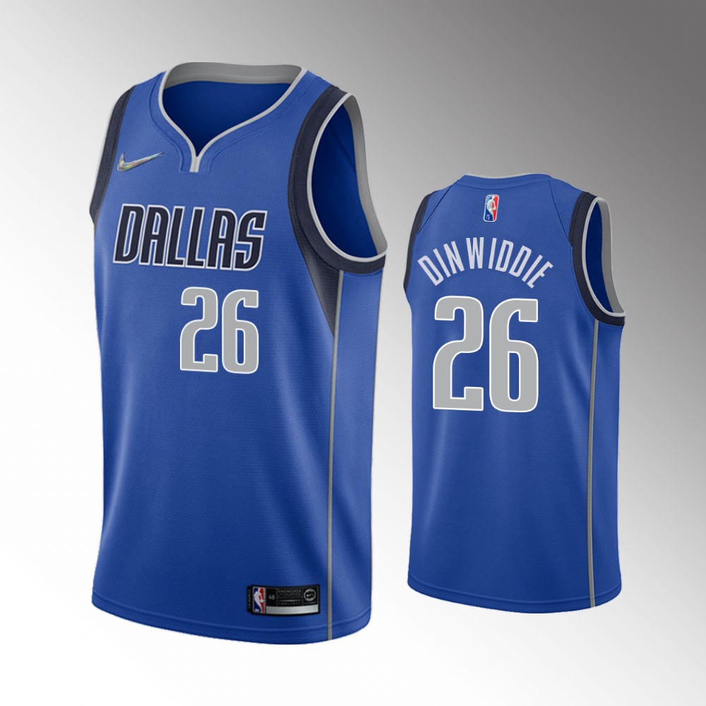 #26 Spencer Dinwiddie Mavericks Blue 2022 Icon Edition Diamond Badge Jersey