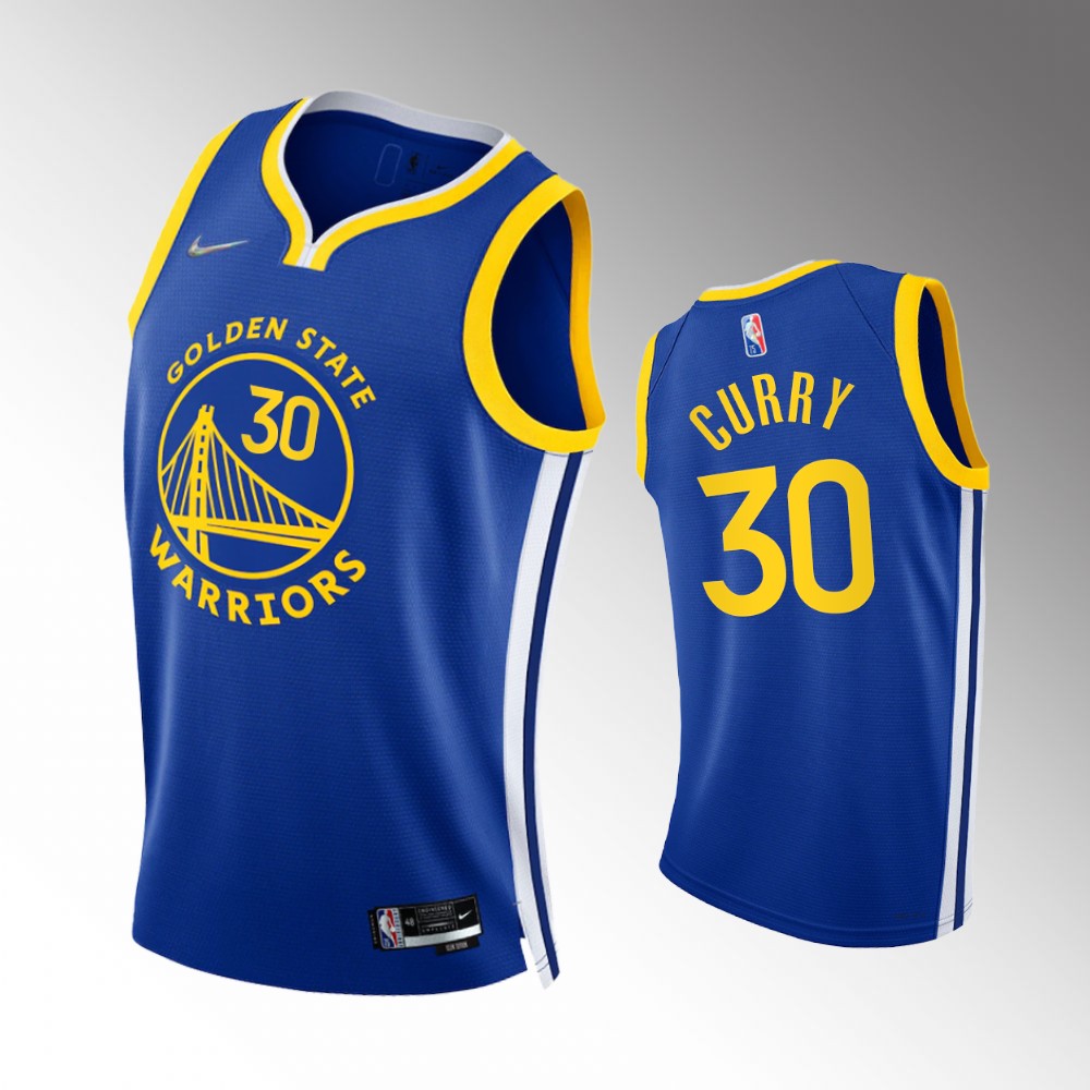 #30 Stephen Curry Warriors Royal 2021-22 75th Diamond Anniversary Icon Edition Jersey