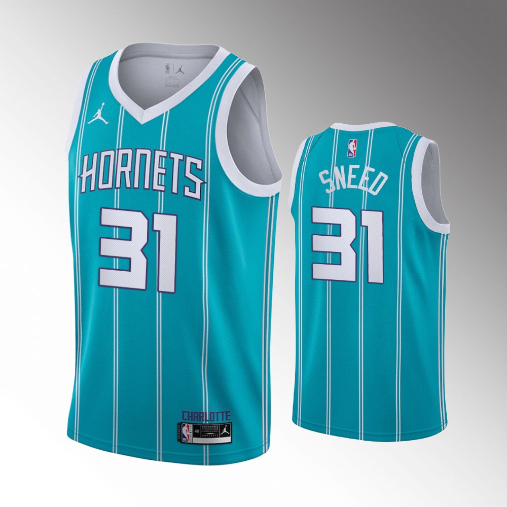#31 Xavier Sneed Hornets Teal 2021-22 Icon Edition Jersey