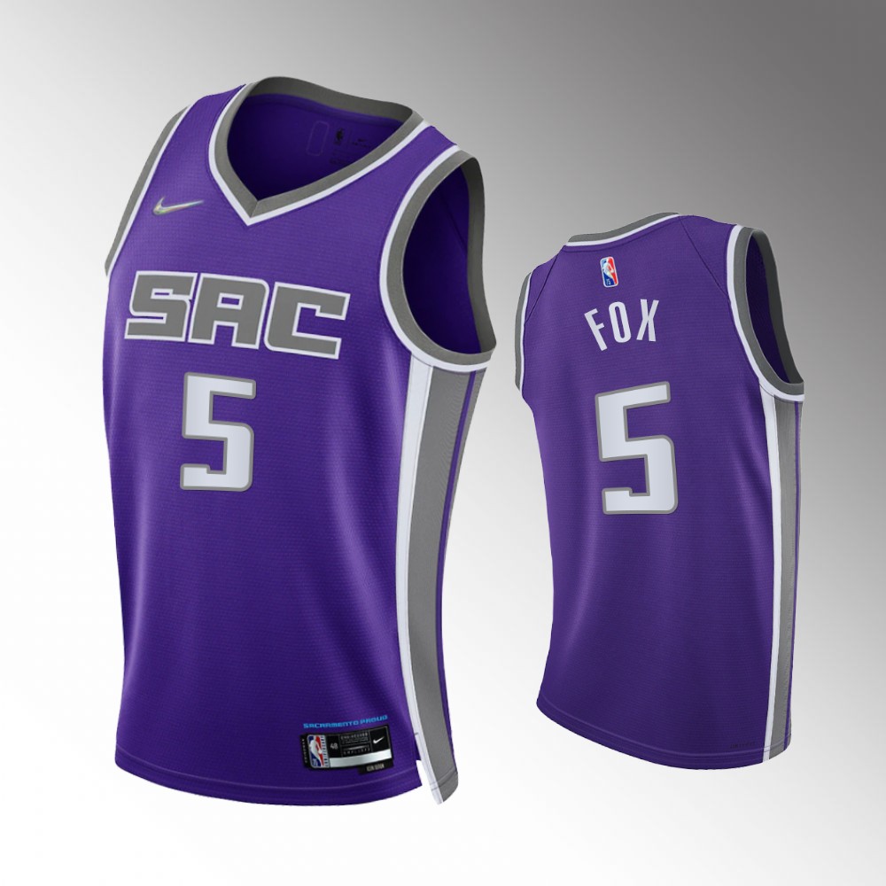 #5 De'Aaron Fox Kings Purple 2021-22 75th Diamond Anniversary Icon Edition Jersey