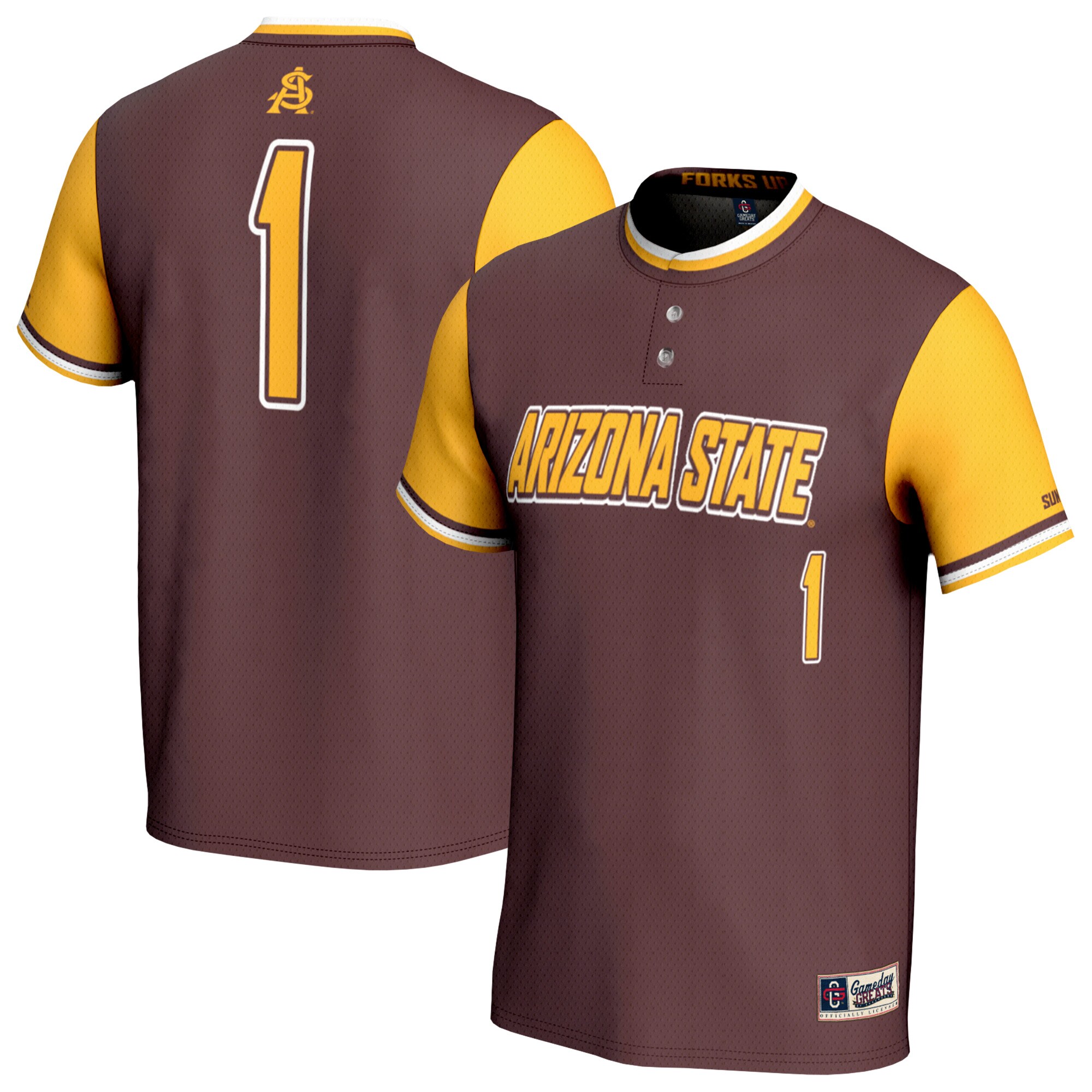  #1 Arizona State Sun Devils GameDay Greats Youth Lightweight Collegiate Softball Fashion Jersey - Maroon