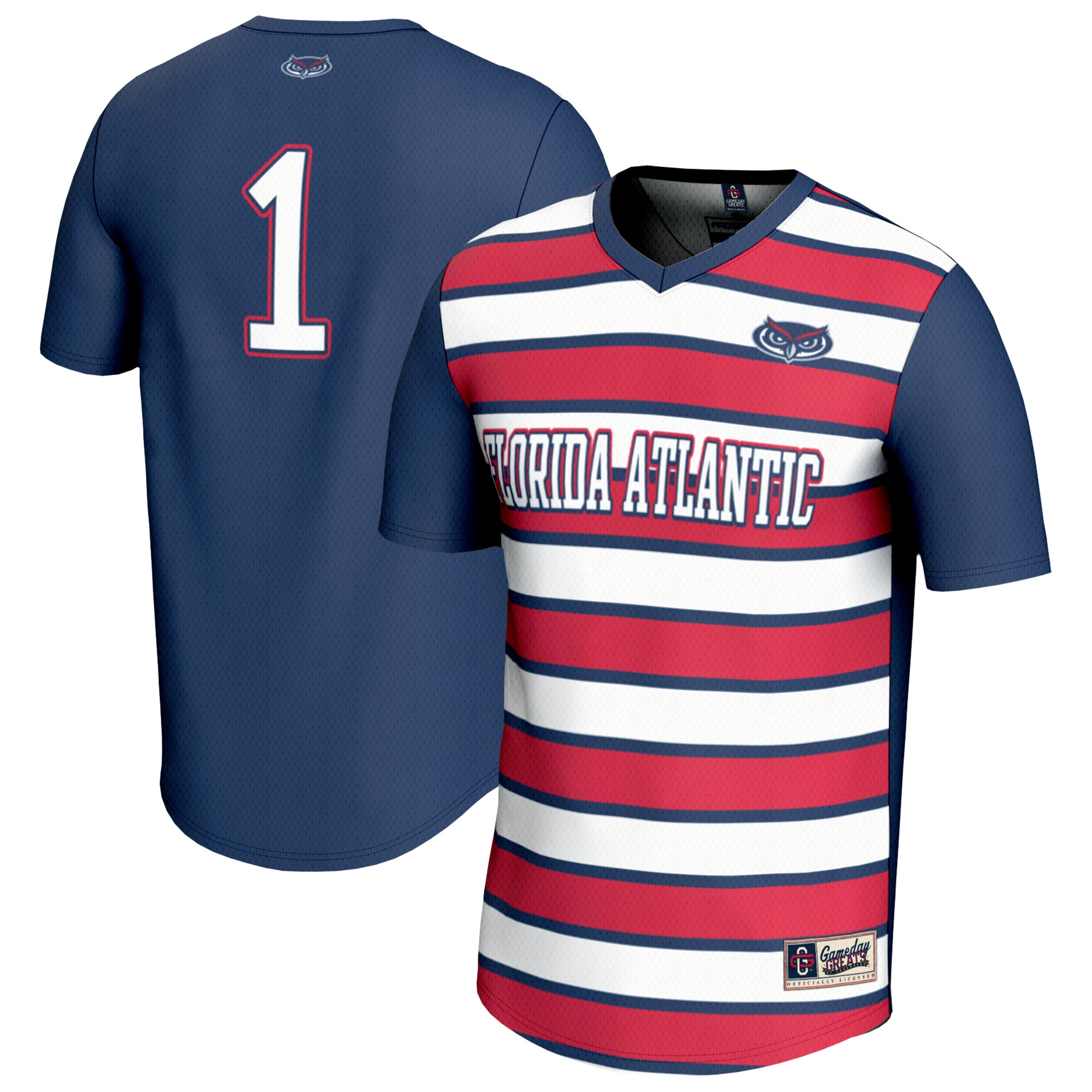  #1 Florida Atlantic Owls GameDay Greats Youth Lightweight Collegiate Soccer Fashion Jersey - Navy/Red