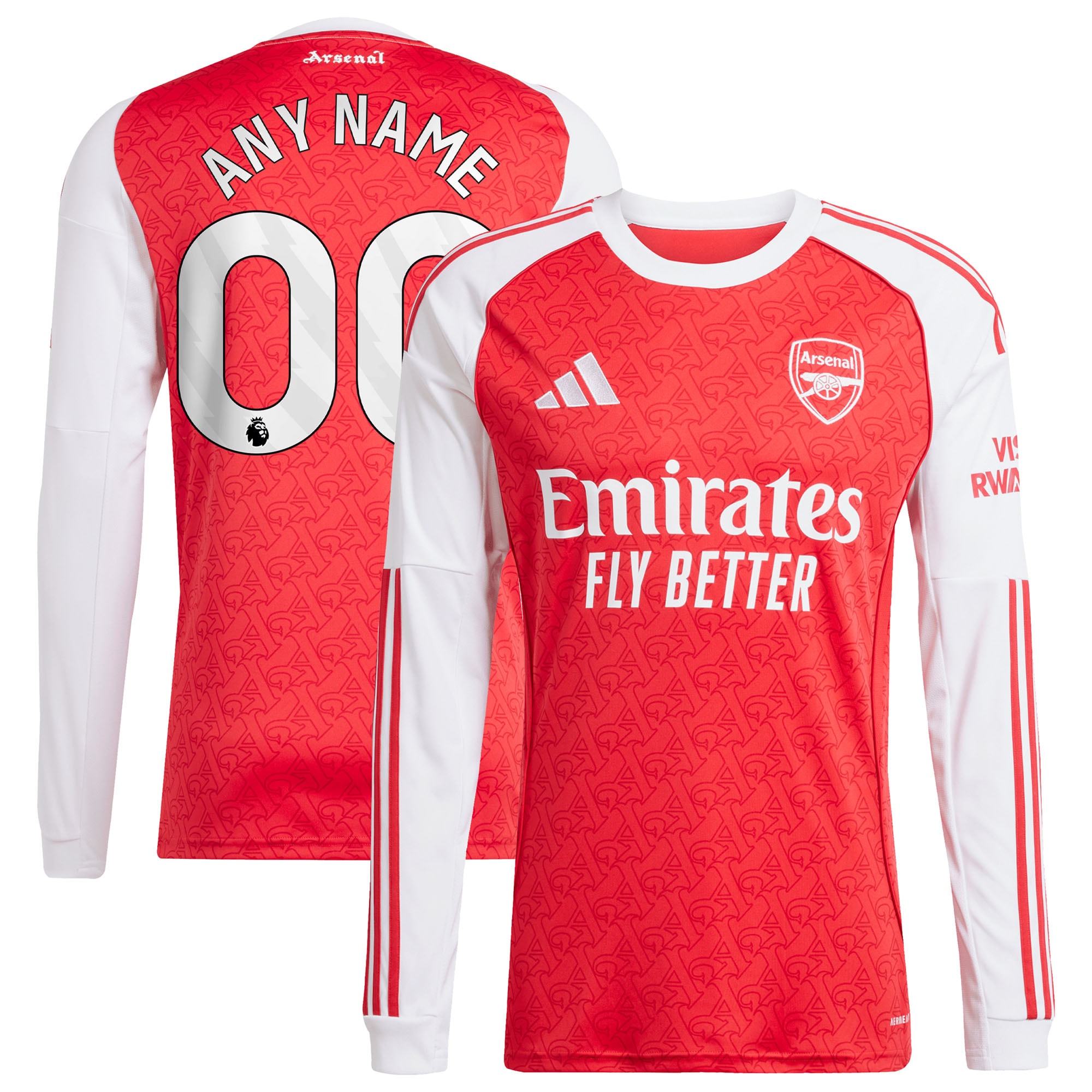  Arsenal 2025/26 Home Long Sleeve Custom Jersey