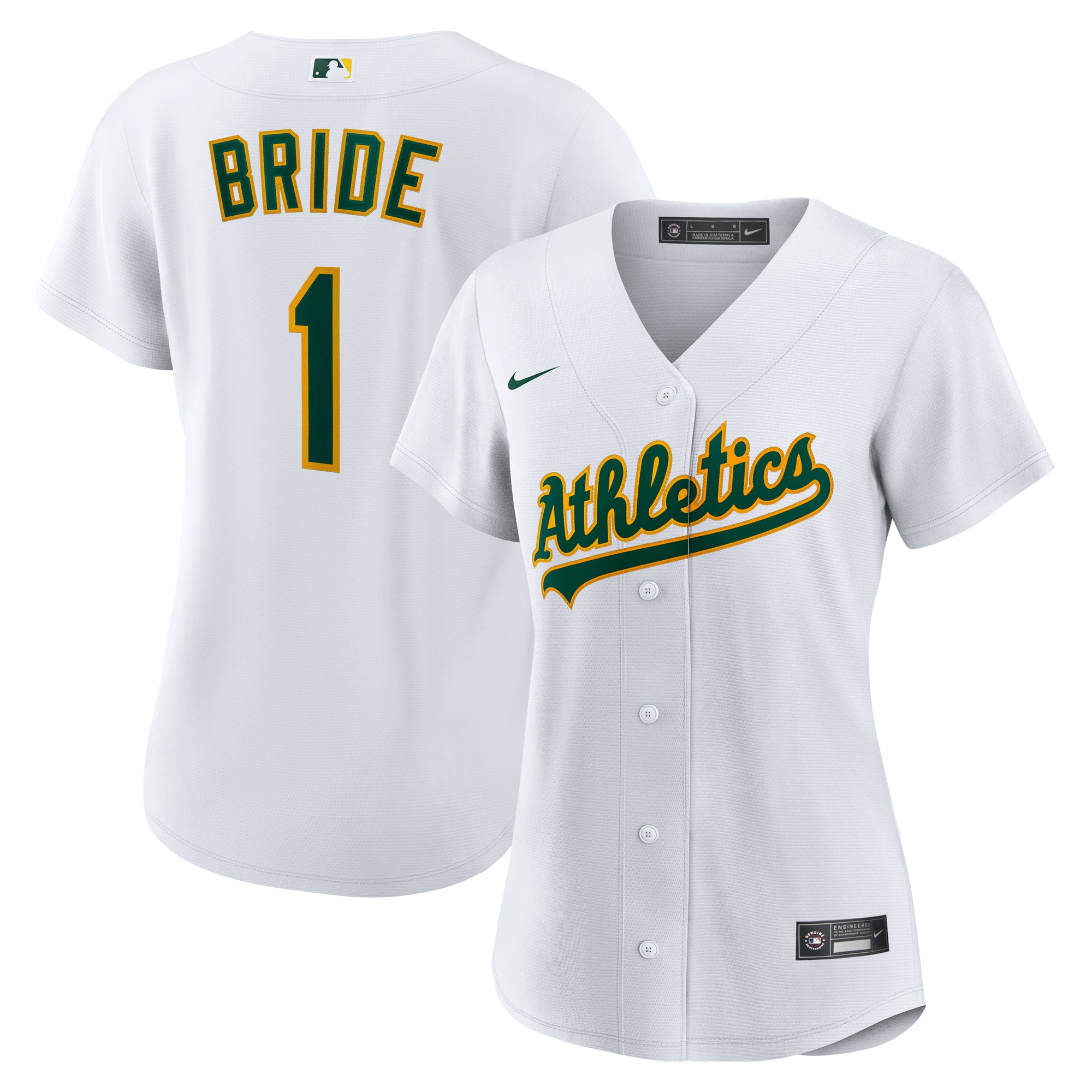  Athletics Women's #1 Bride Home Jersey - White