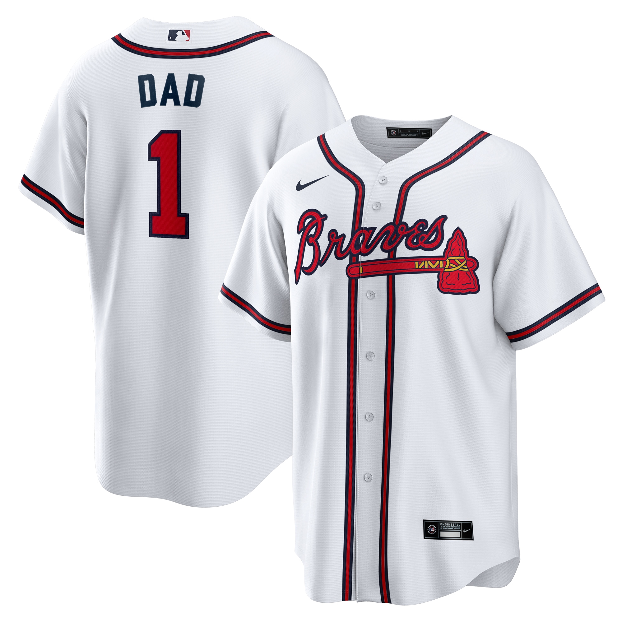  Atlanta Braves #1 Dad Home Jersey - White