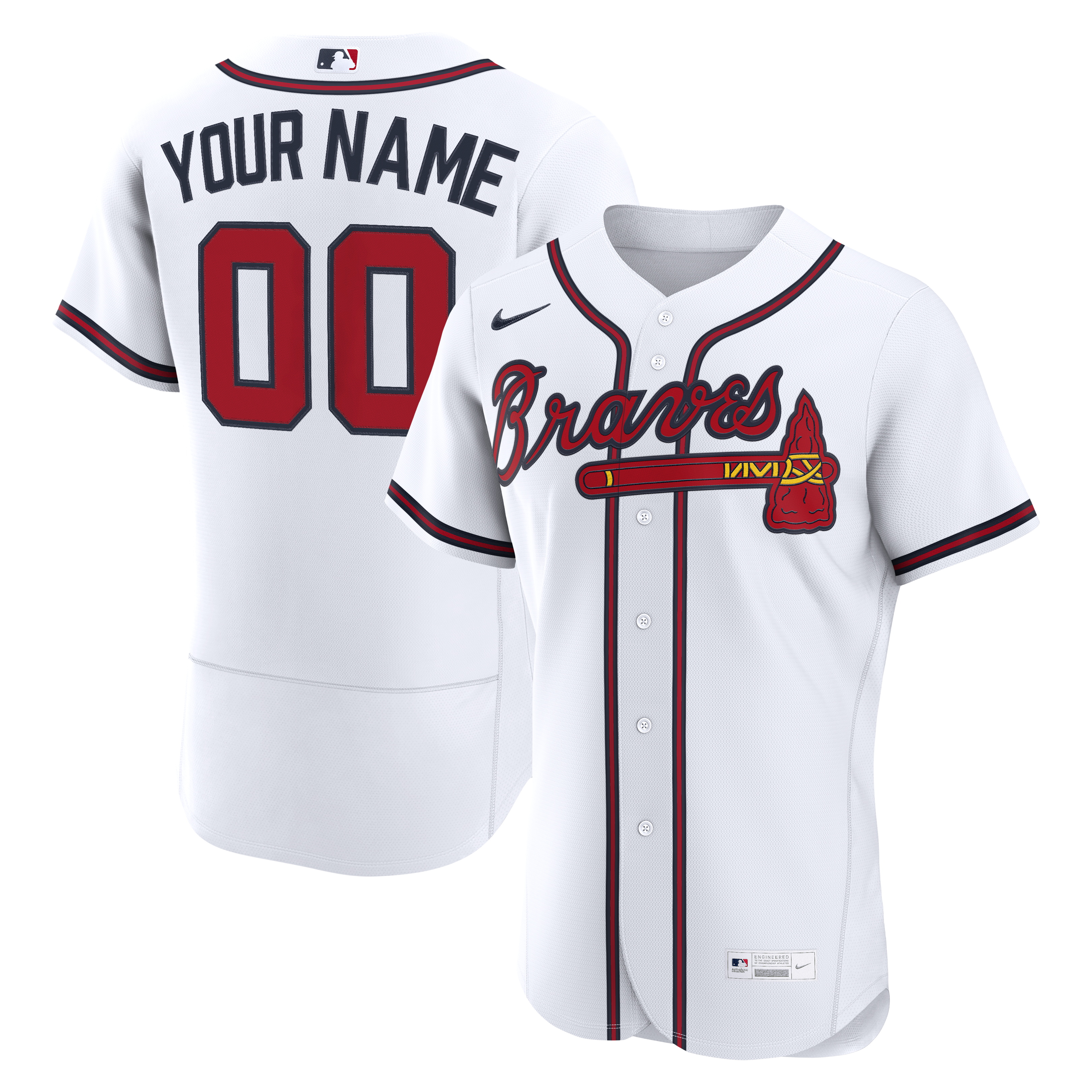  Atlanta Braves Home Custom Jersey - White