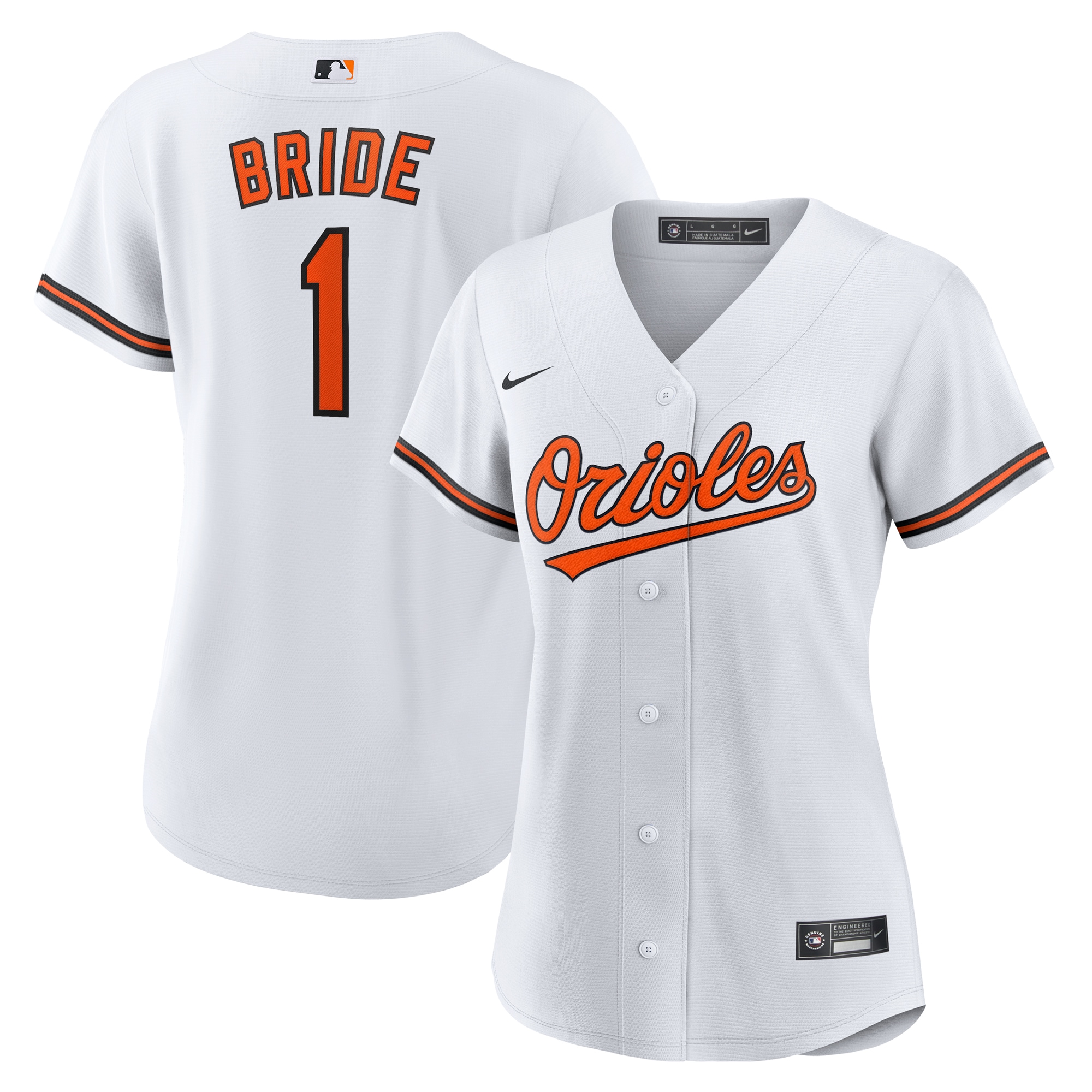  Baltimore Orioles Women's #1 Bride Home Jersey - White