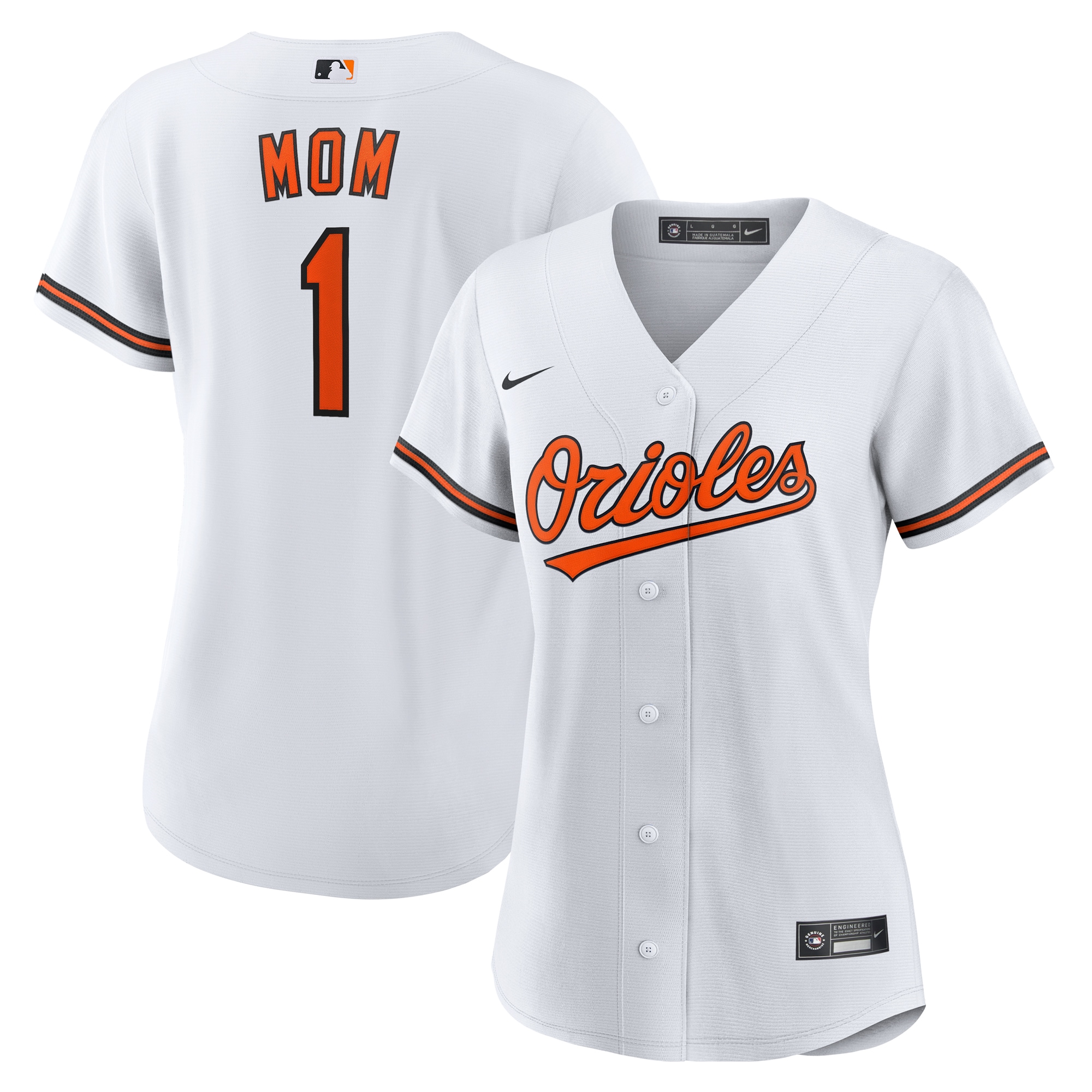  Baltimore Orioles Women's #1 Mom Home Jersey - White