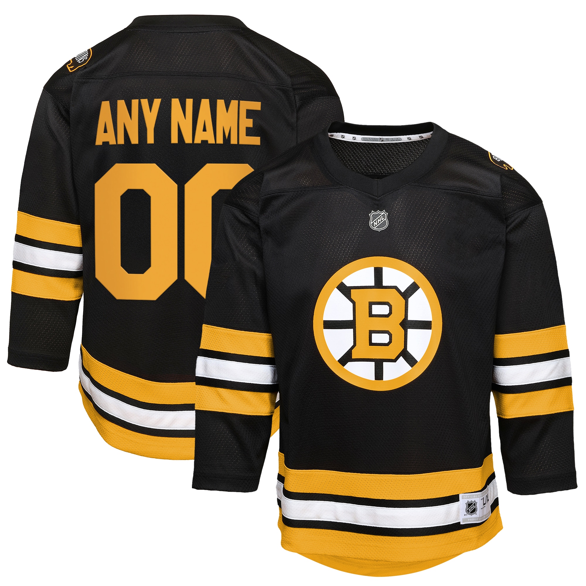 Boston Bruins Youth Home Custom Jersey - Black
