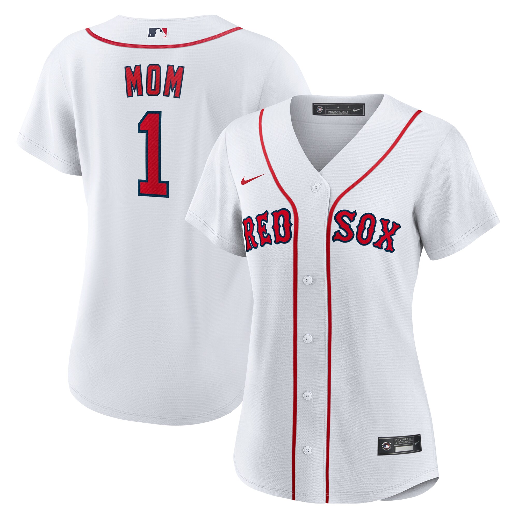  Boston Red Sox Women's #1 Mom Home Jersey - White