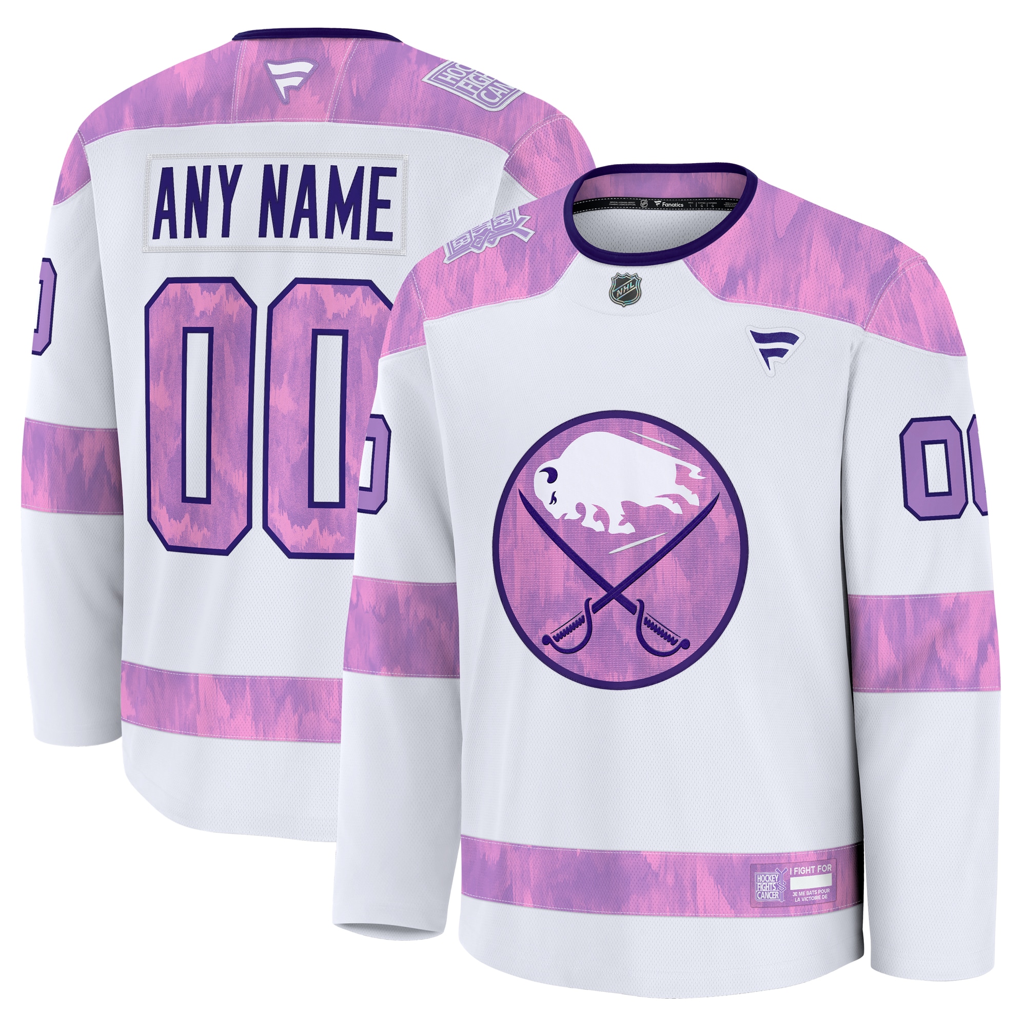  Buffalo Sabres Fanatics 2024 Hockey Fights Cancer Custom Practice Jersey - White