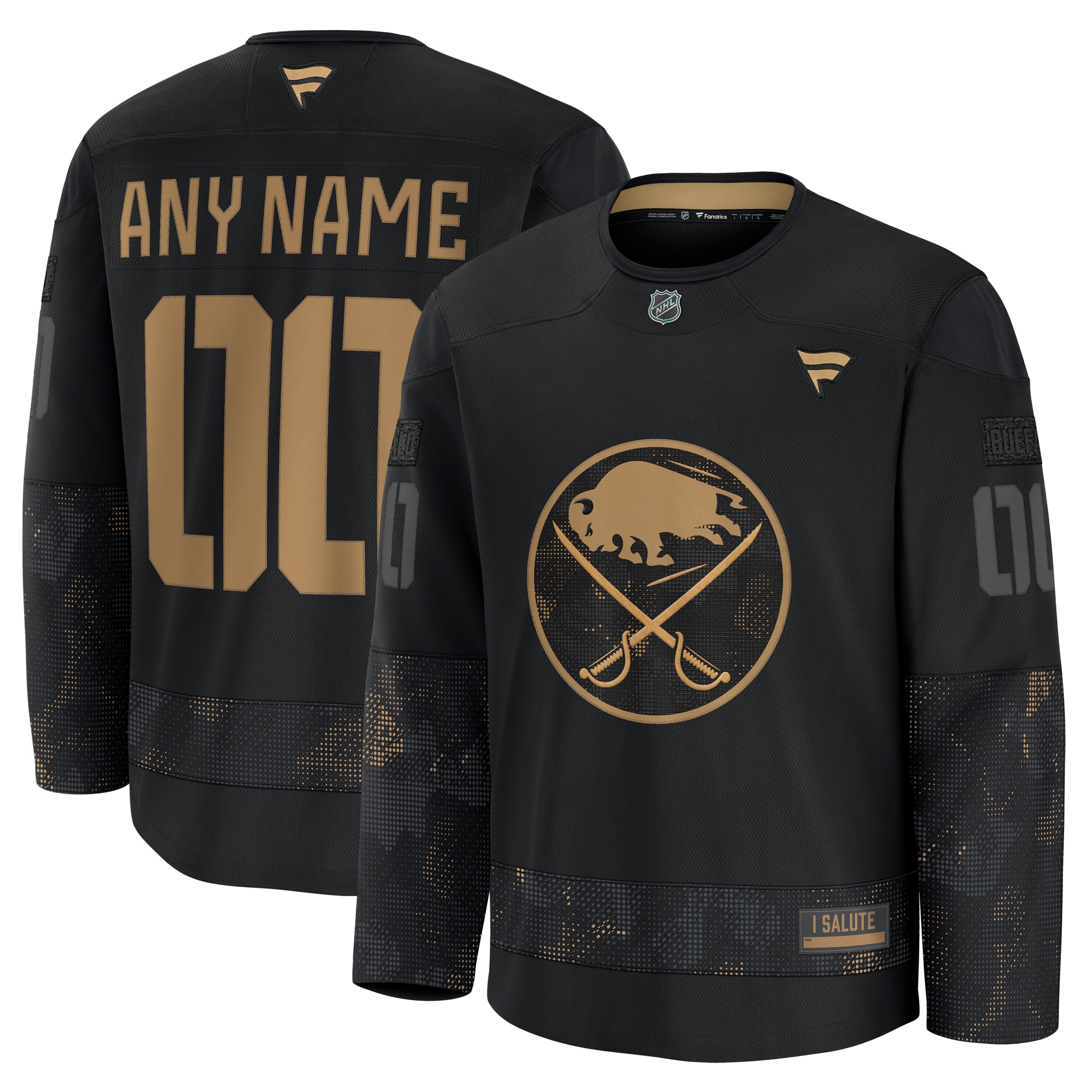  Buffalo Sabres Fanatics 2024 Military Appreciation Custom Practice Jersey - Black