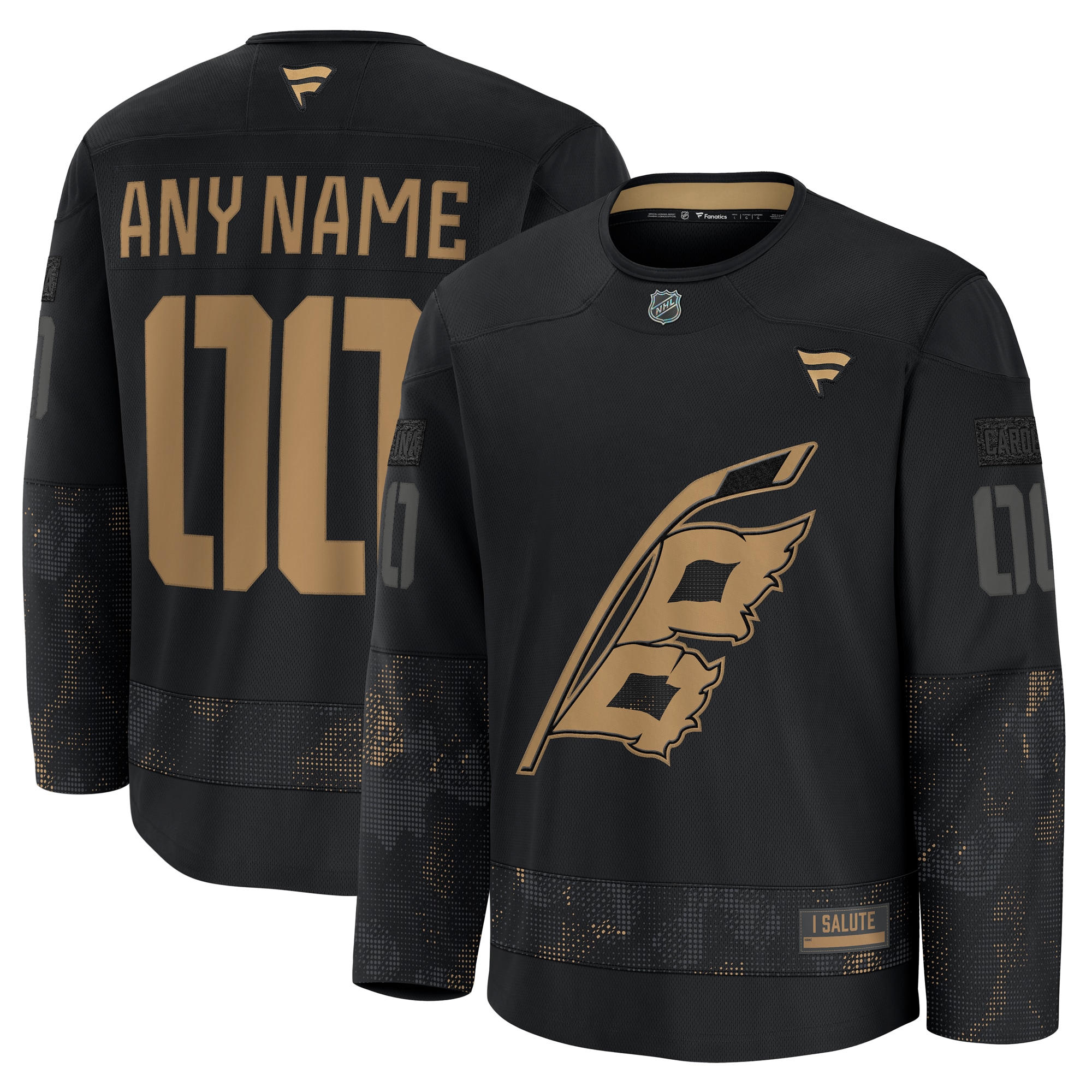  Carolina Hurricanes Fanatics 2024 Military Appreciation Custom Practice Jersey - Black