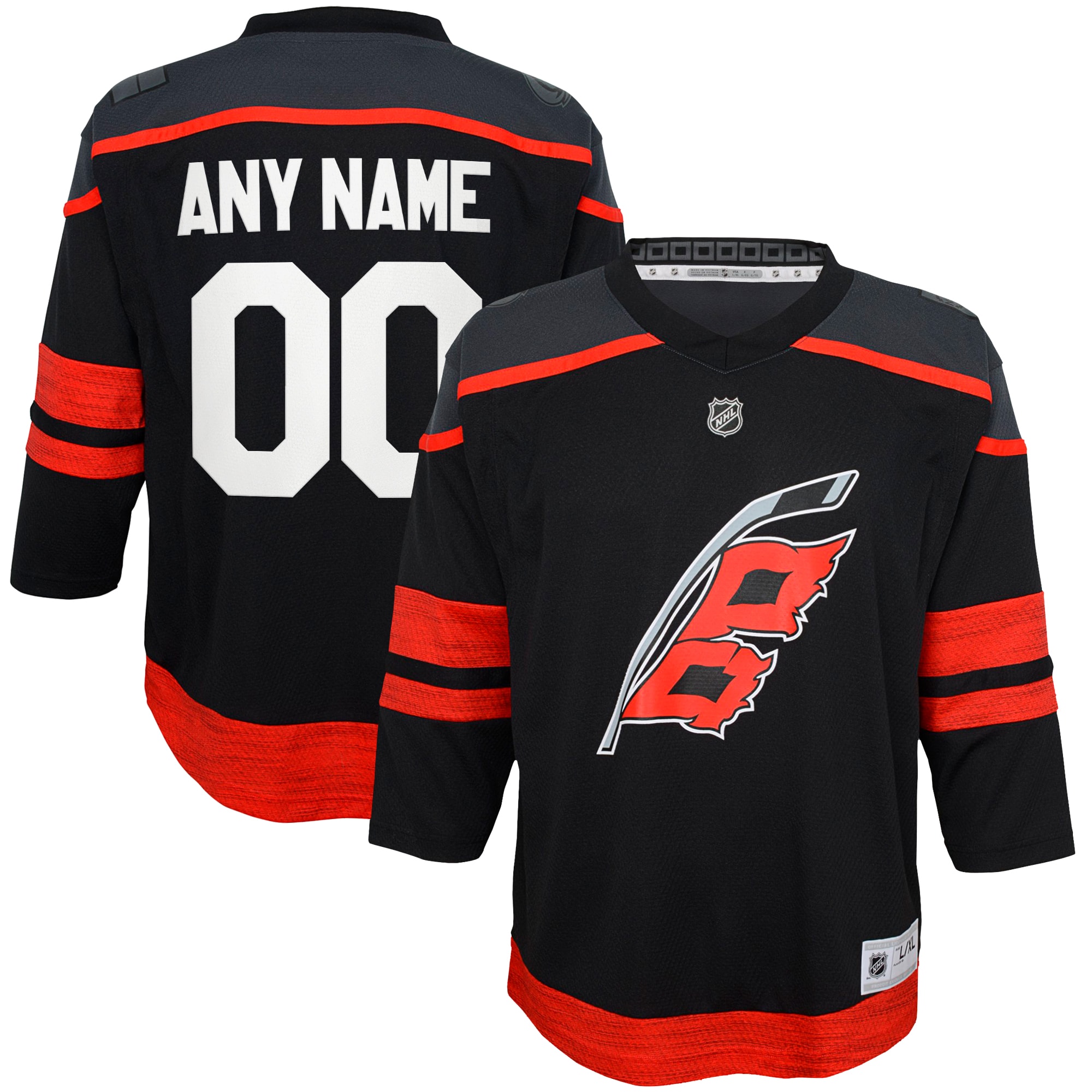  Carolina Hurricanes Youth Home Custom Jersey - Black