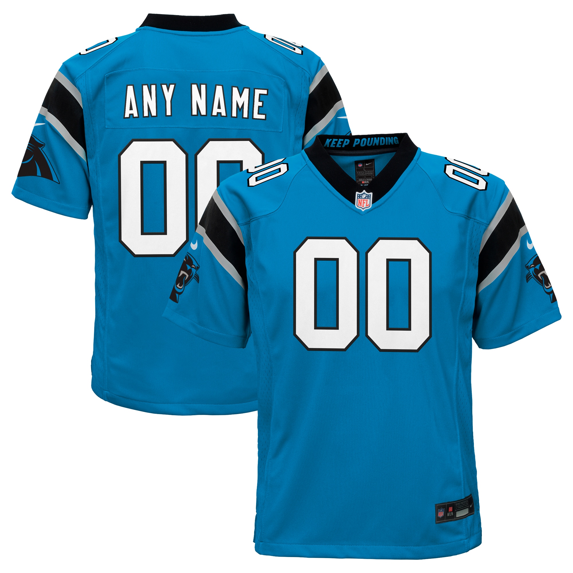  Carolina Panthers Youth Alternate Custom Game Jersey - Blue