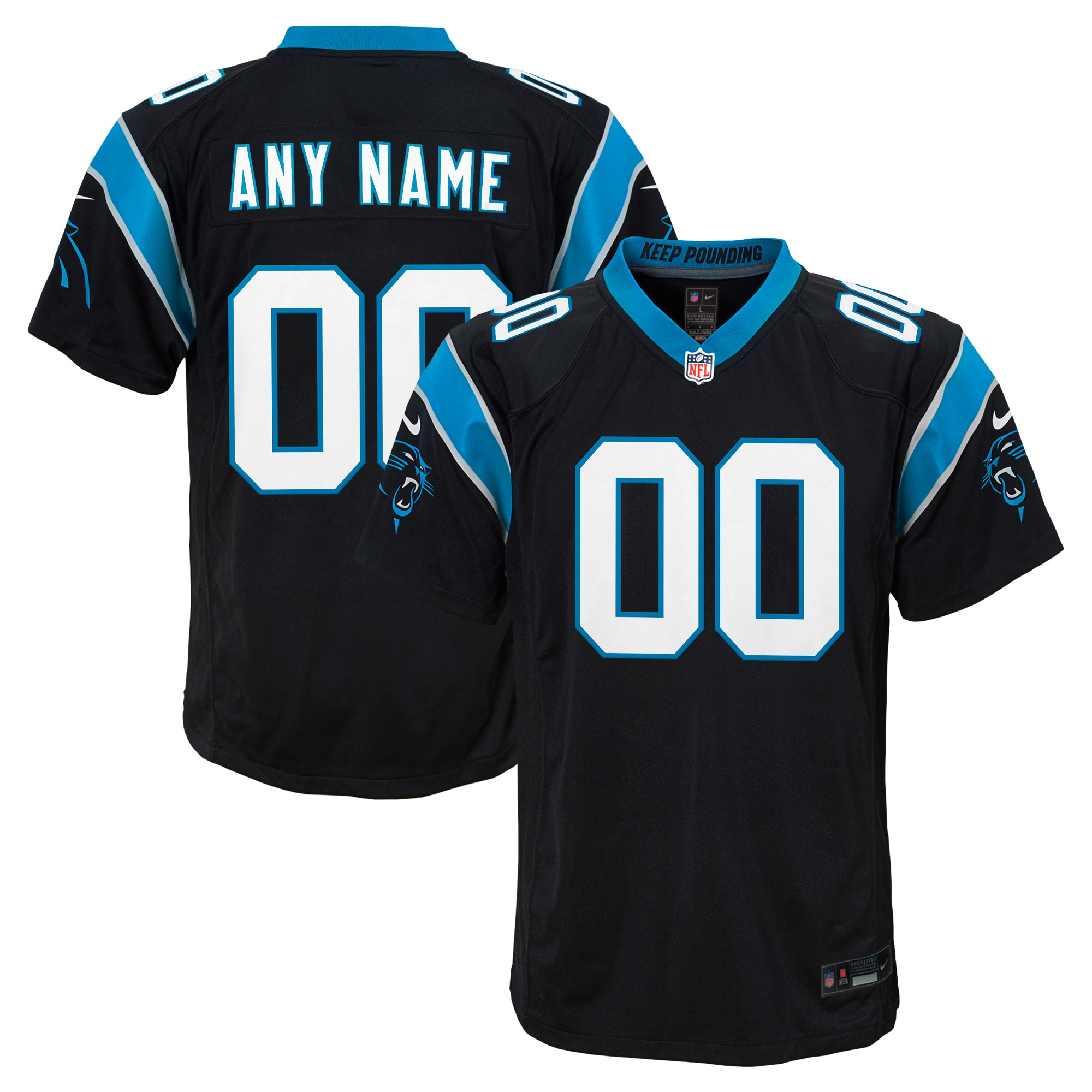  Carolina Panthers Youth Custom Game Jersey - Black