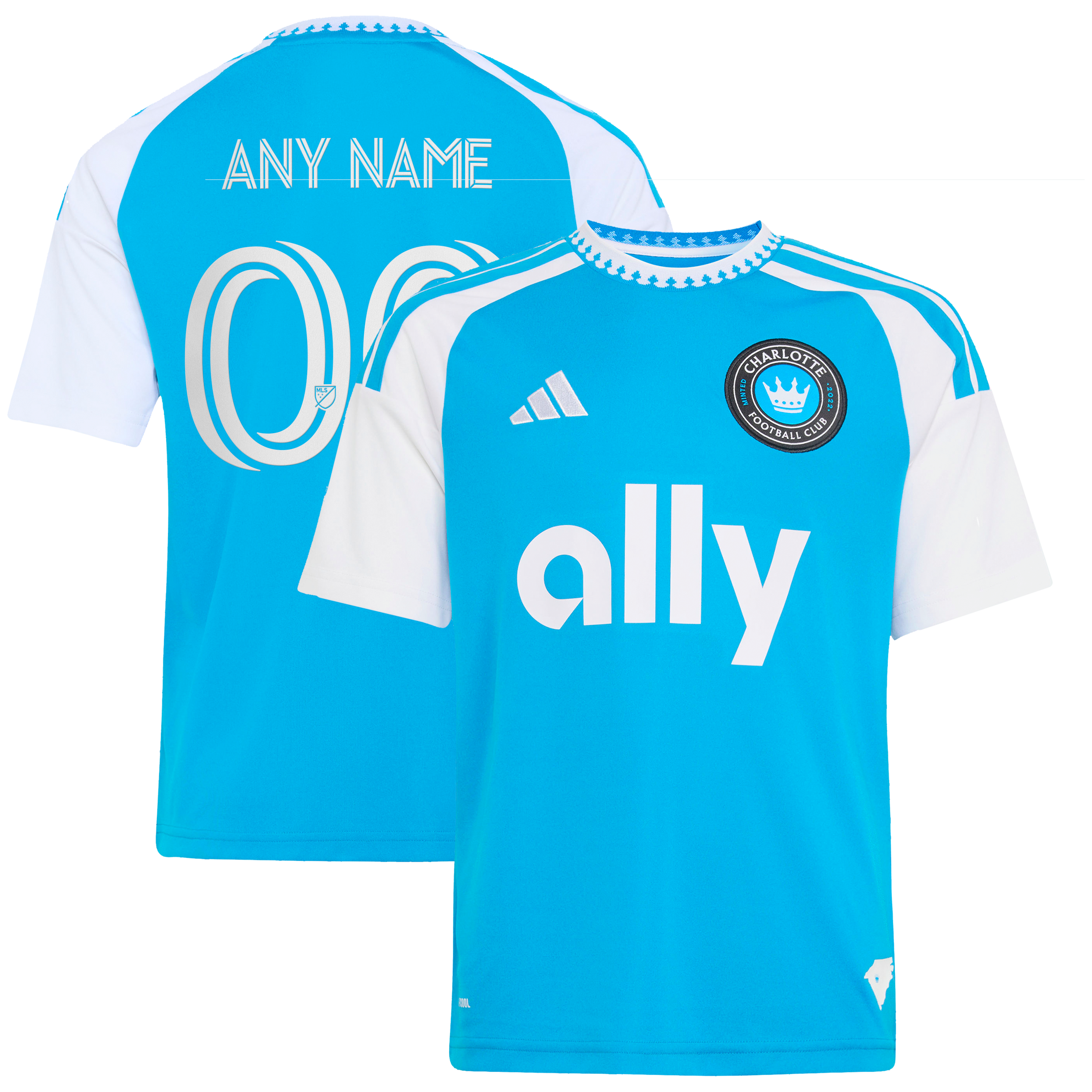  Charlotte FC Youth 2026 Carolina Kit: Crowns Up Custom Jersey - Blue