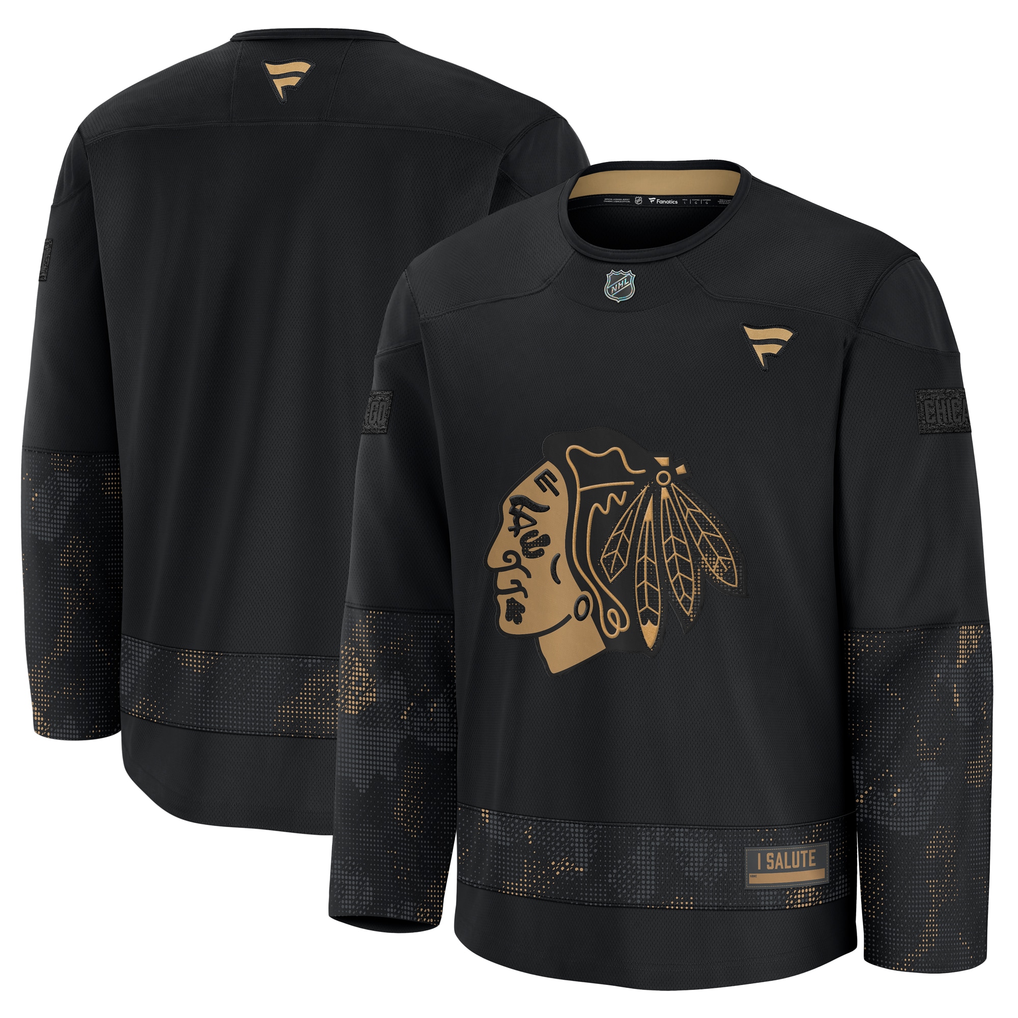  Chicago Blackhawks Fanatics 2024 Military Appreciation Practice Jersey - Black