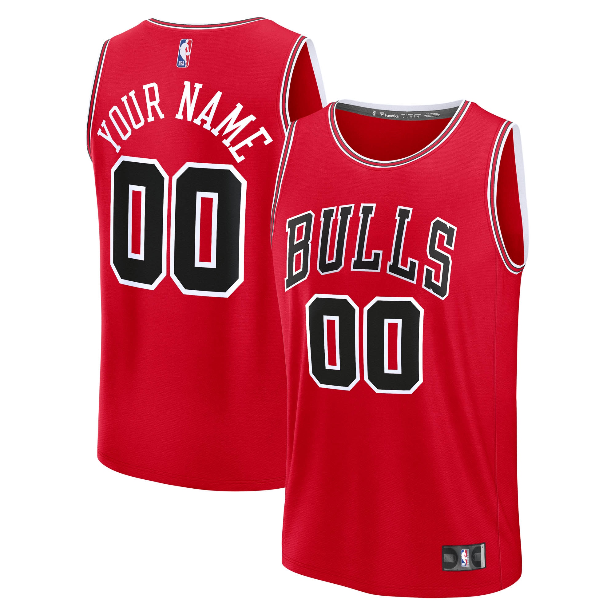  Chicago Bulls Fanatics Fast Break Custom Jersey - Icon Edition