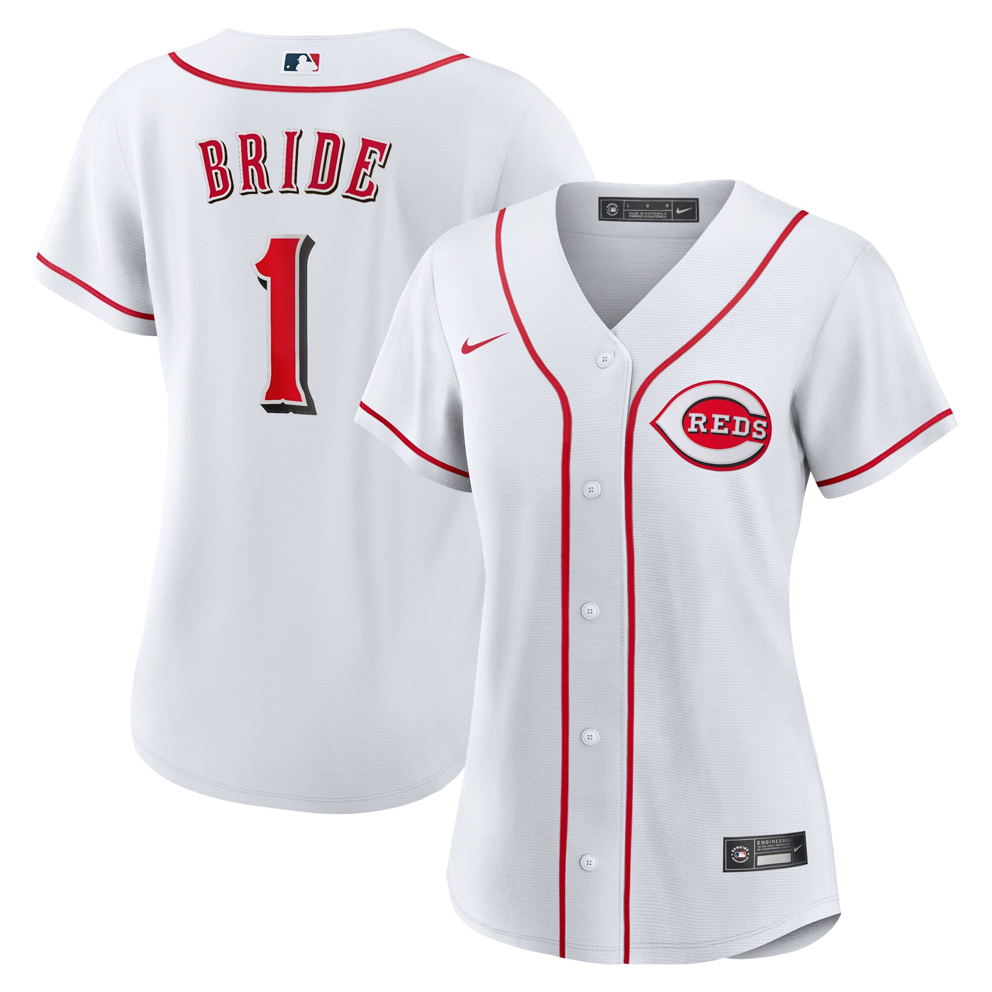  Cincinnati Reds Women's #1 Bride Home Jersey - White