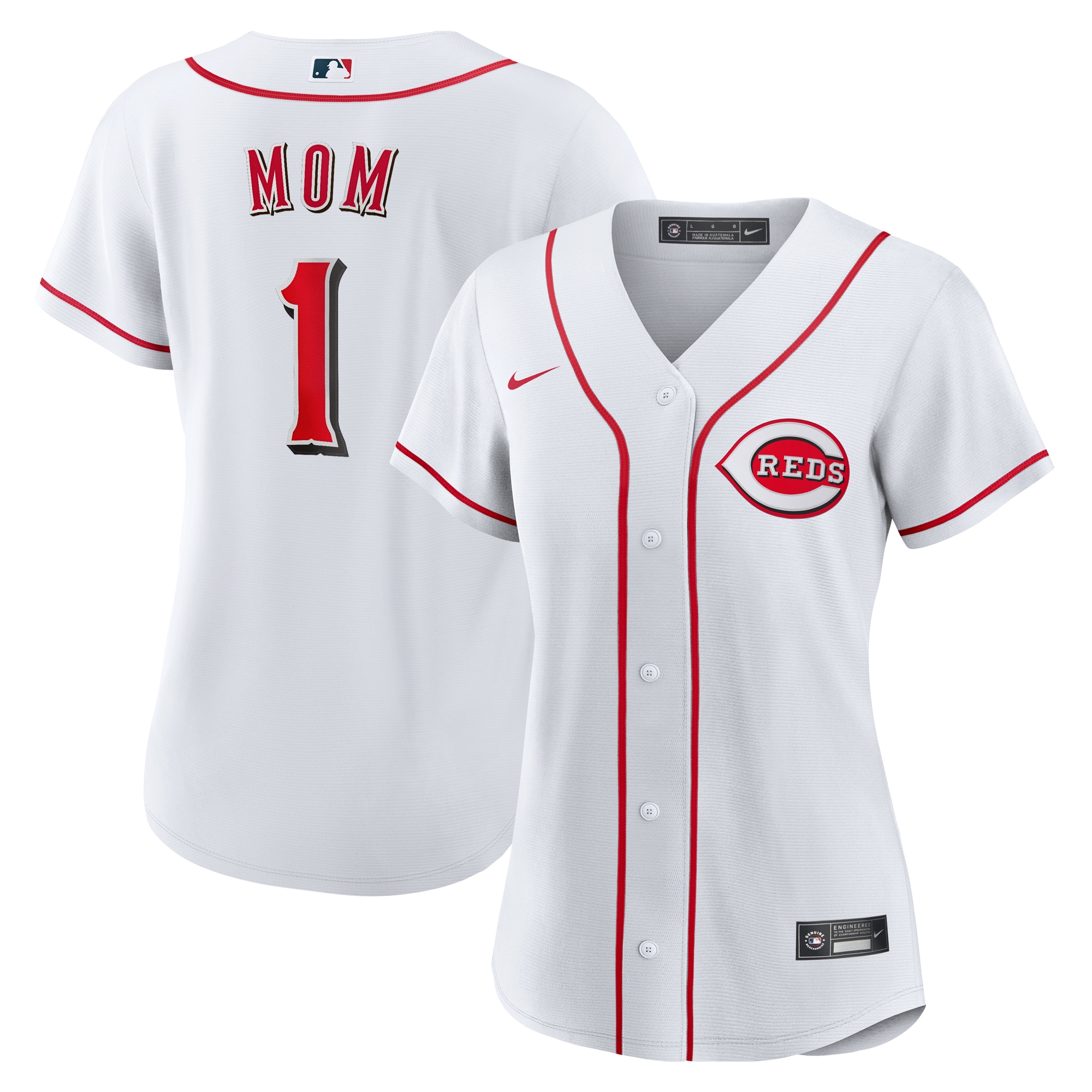  Cincinnati Reds Women's #1 Mom Home Jersey - White