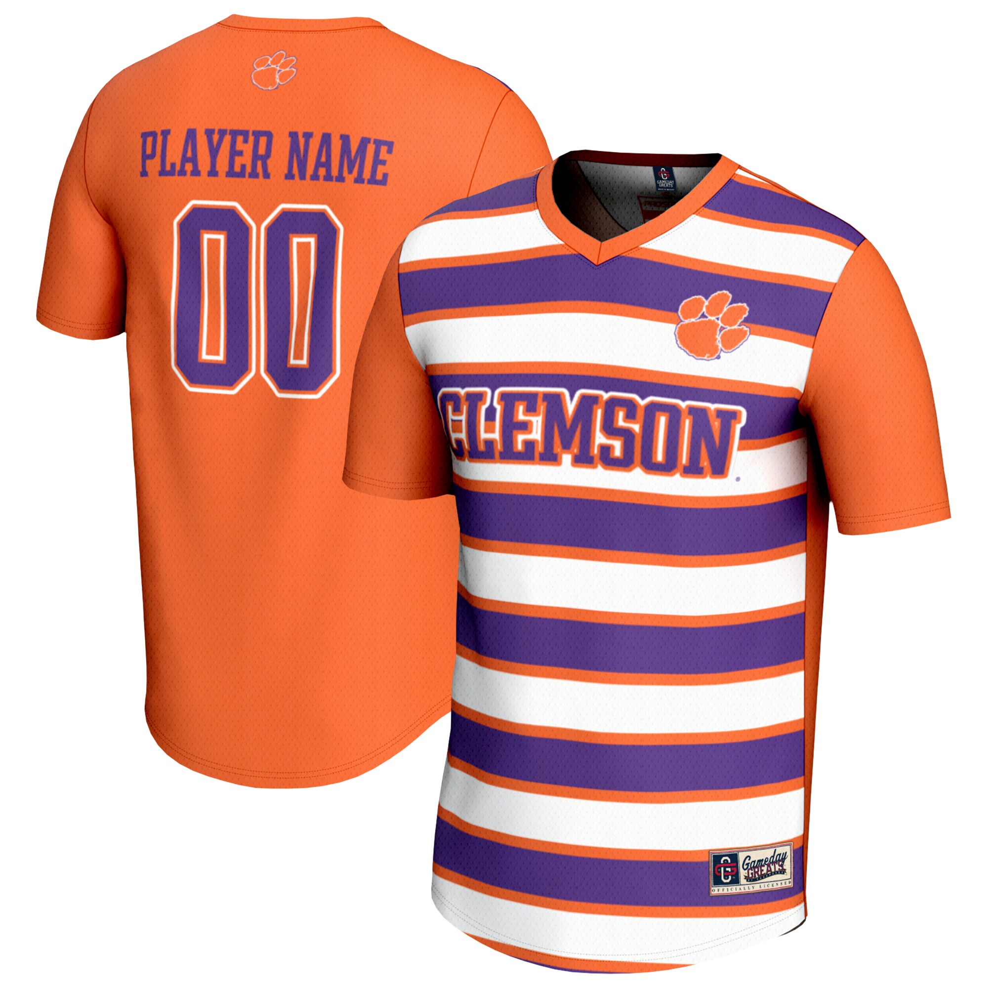  Clemson Tigers GameDay Greats Unisex NIL Pick-A-Player Collegiate Women's Soccer Lightweight Fashion Jersey - Orange/Purple