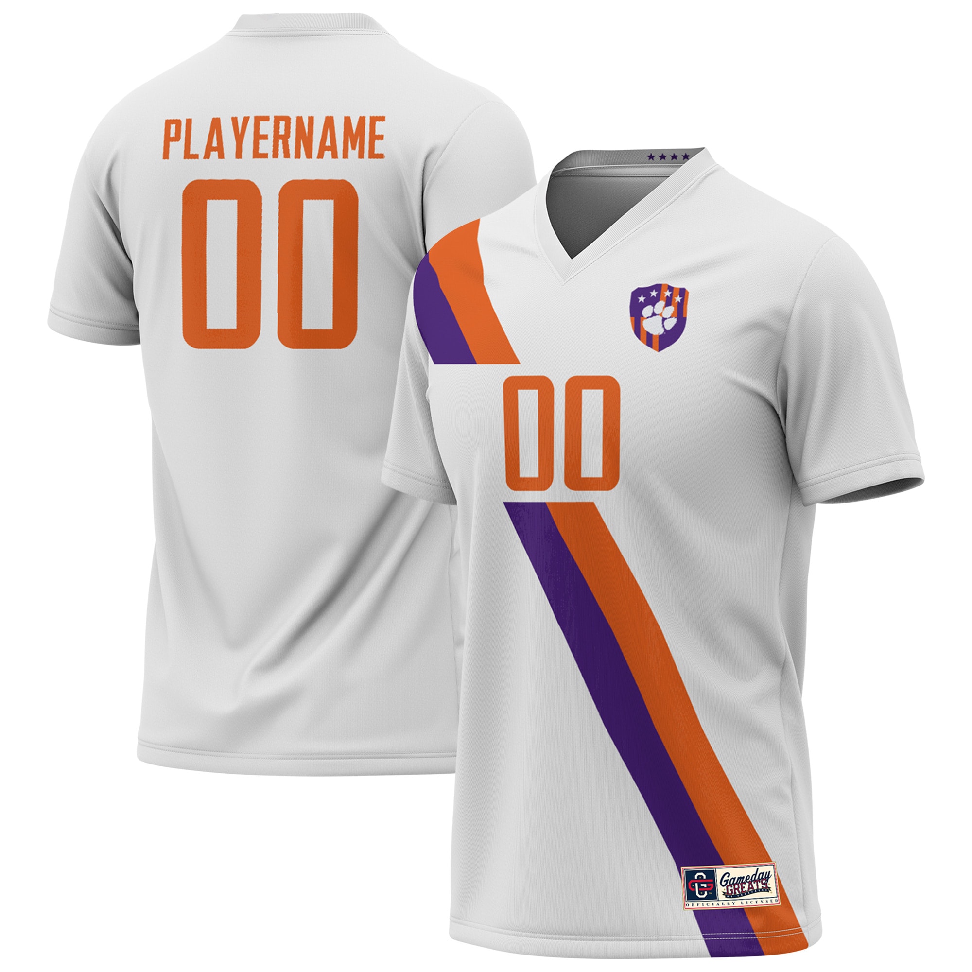  Clemson Tigers GameDay Greats Unisex NIL Pick-A-Player Men's Soccer Fashion Jersey - White