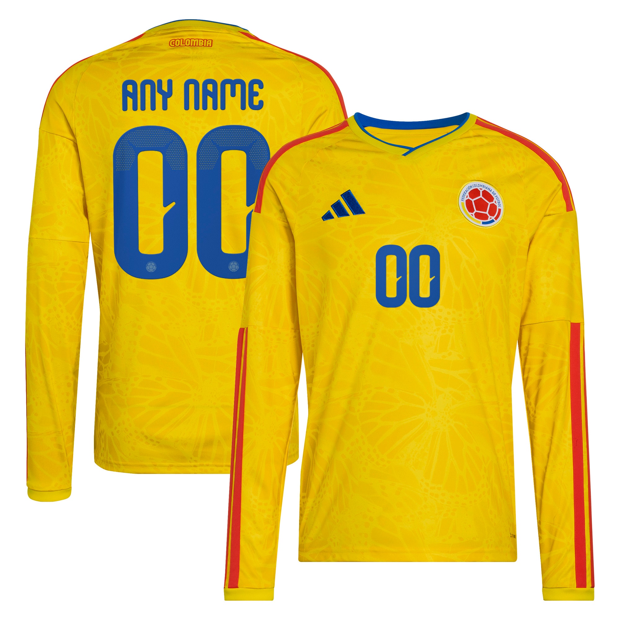  Colombia National Team FIFA x World Cup 2026 Home Long Sleeve Custom Jersey - Yellow