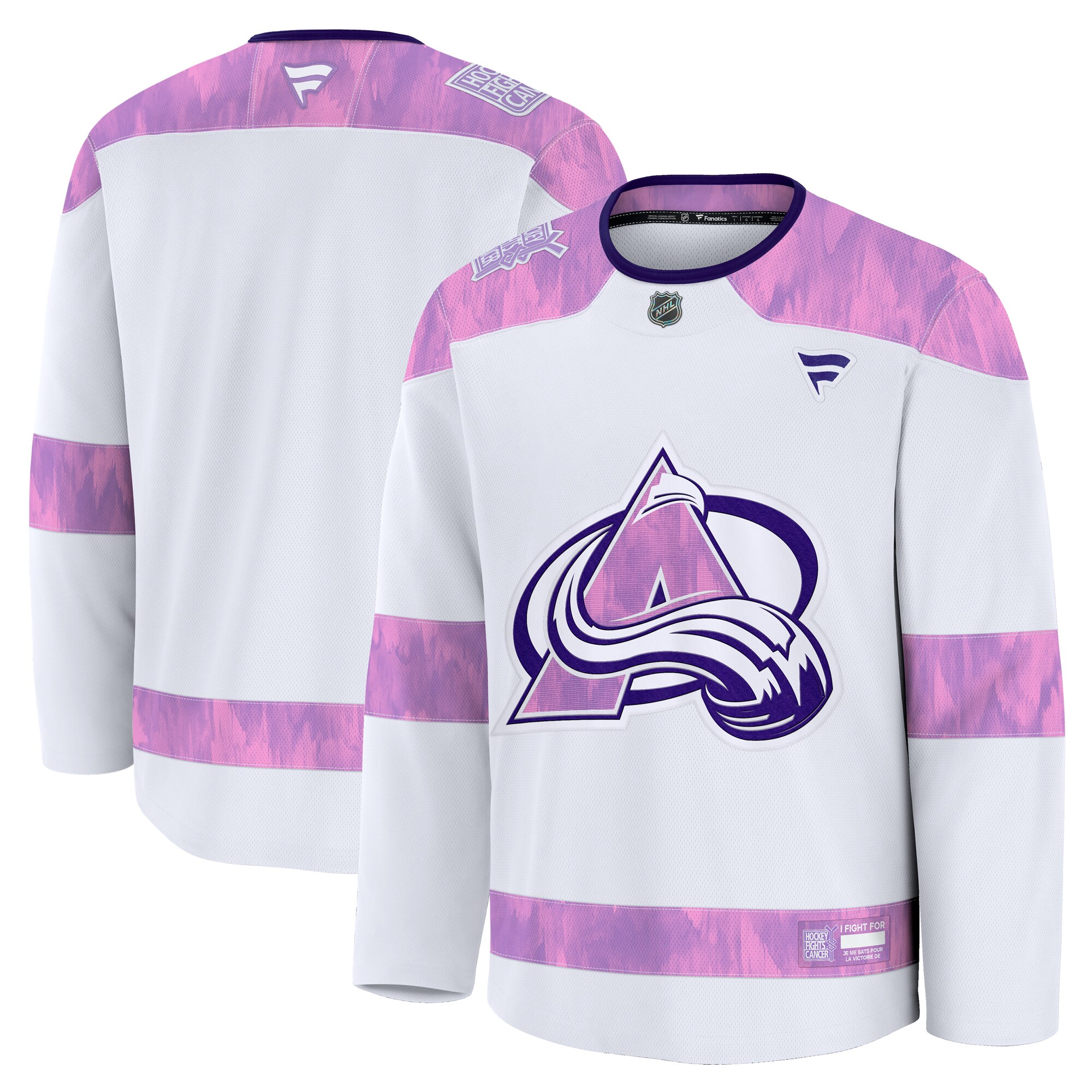  Colorado Avalanche Fanatics 2024 Hockey Fights Cancer Practice Jersey - White