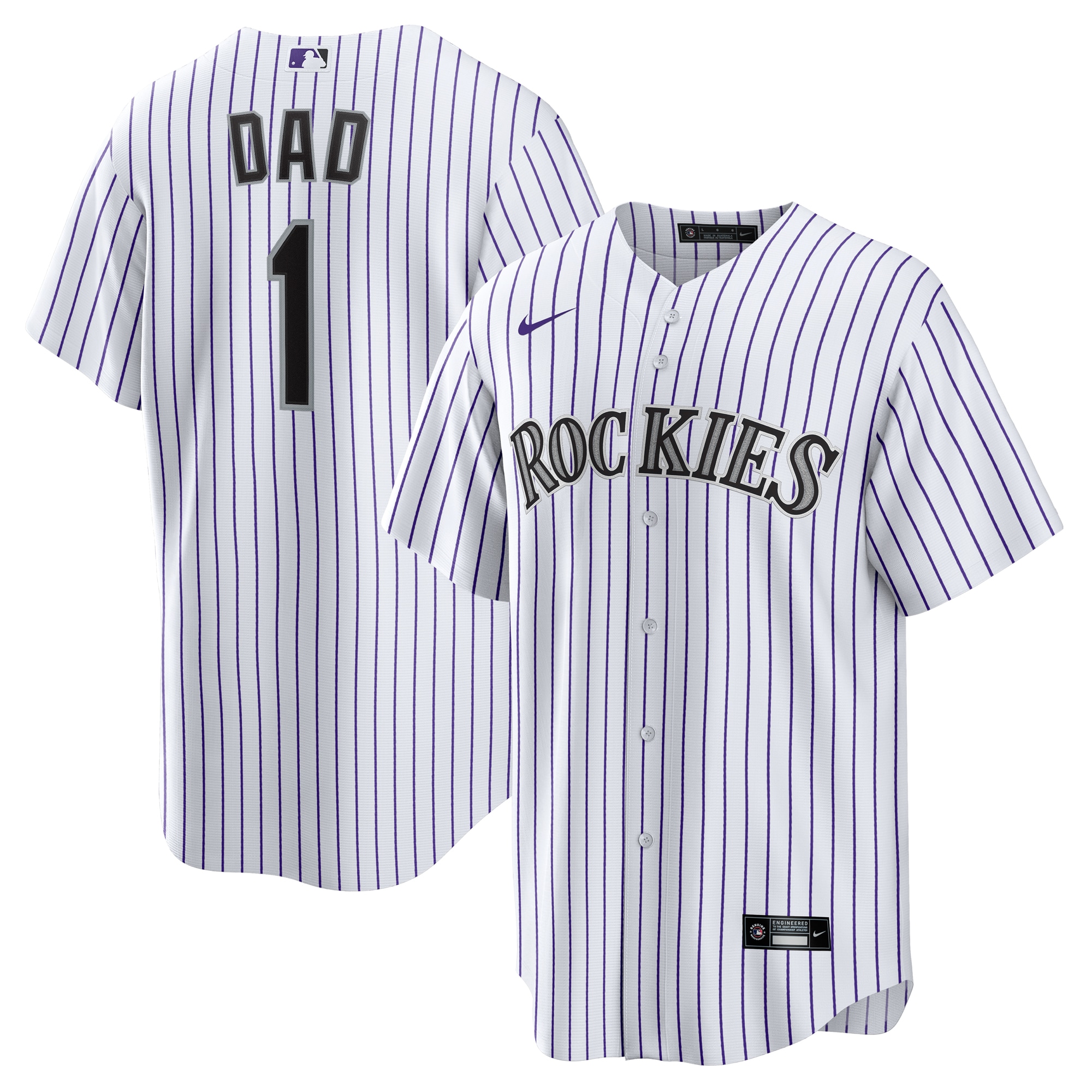  Colorado Rockies #1 Dad Home Jersey - White