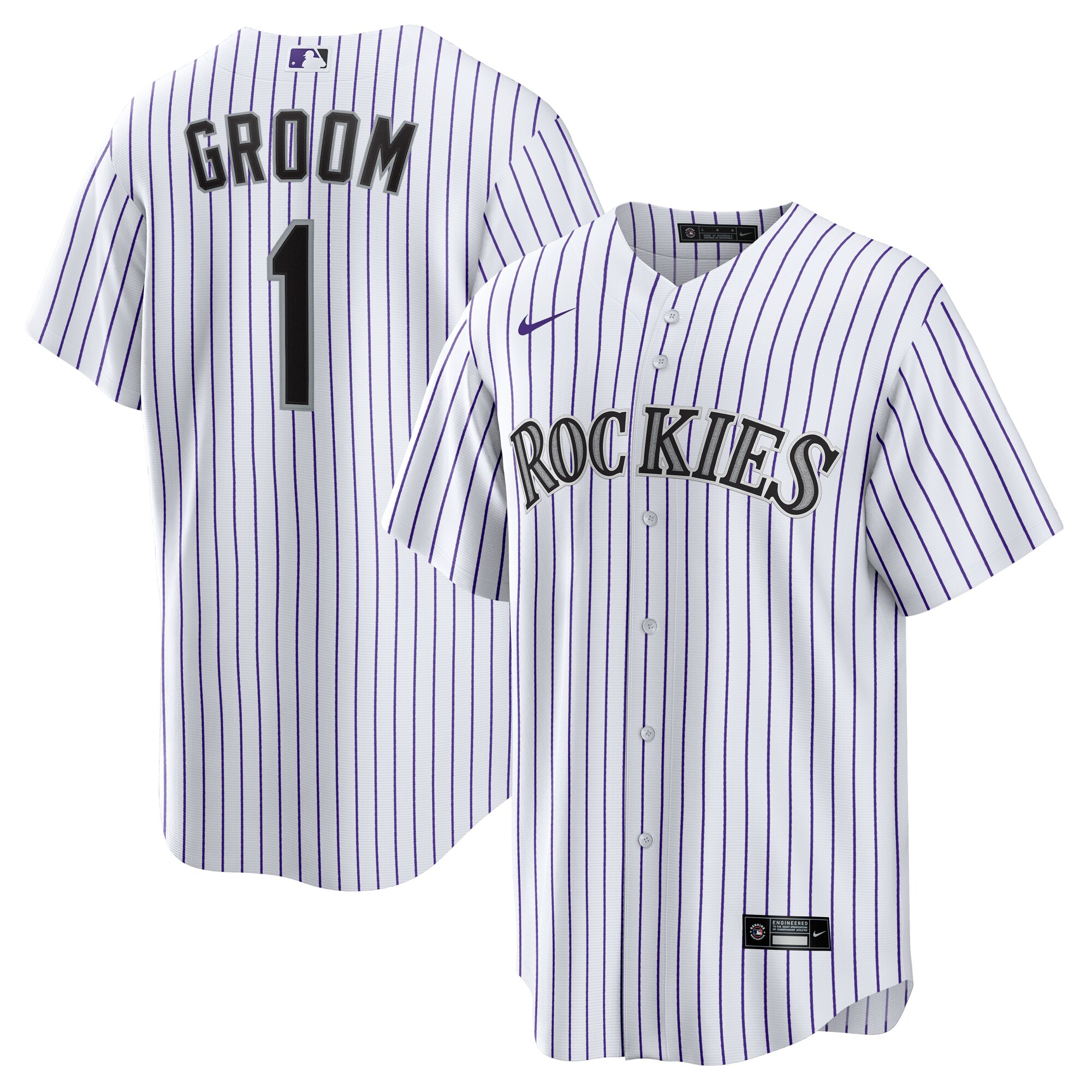  Colorado Rockies #1 Groom Home Jersey - White