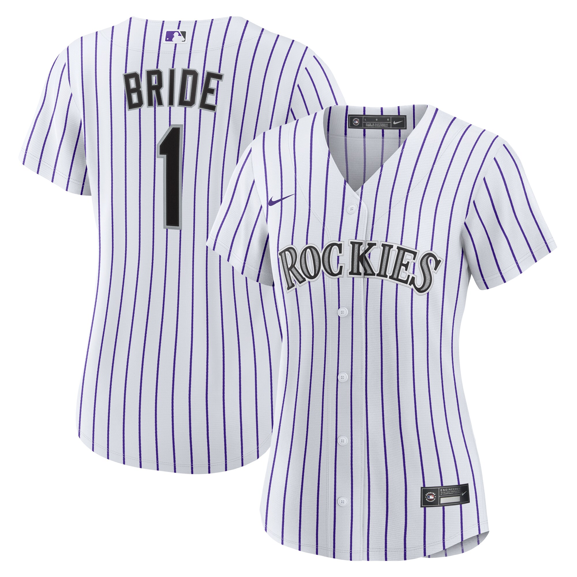  Colorado Rockies Women's #1 Bride Home Jersey - White