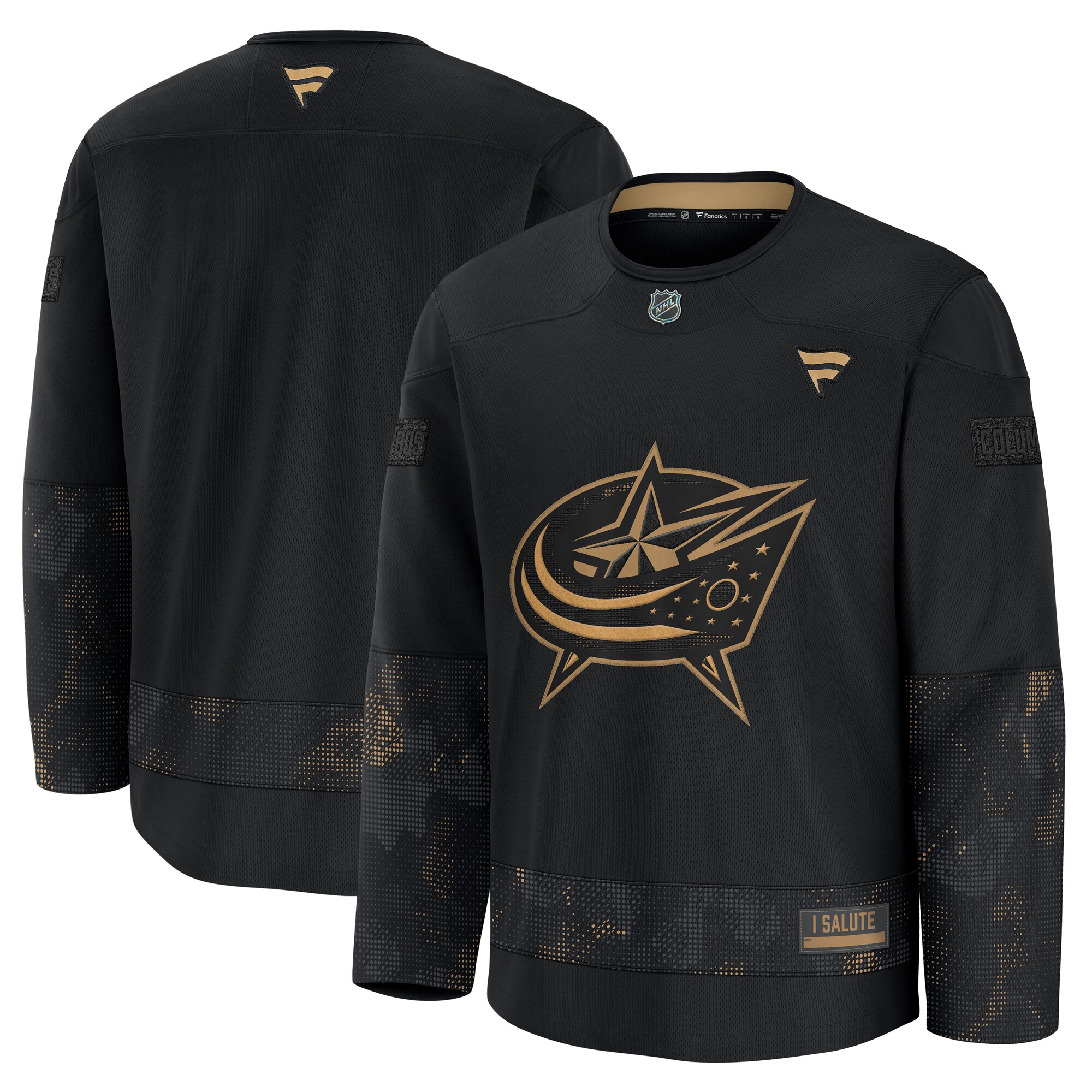  Columbus Blue Jackets Fanatics 2024 Military Appreciation Practice Jersey - Black