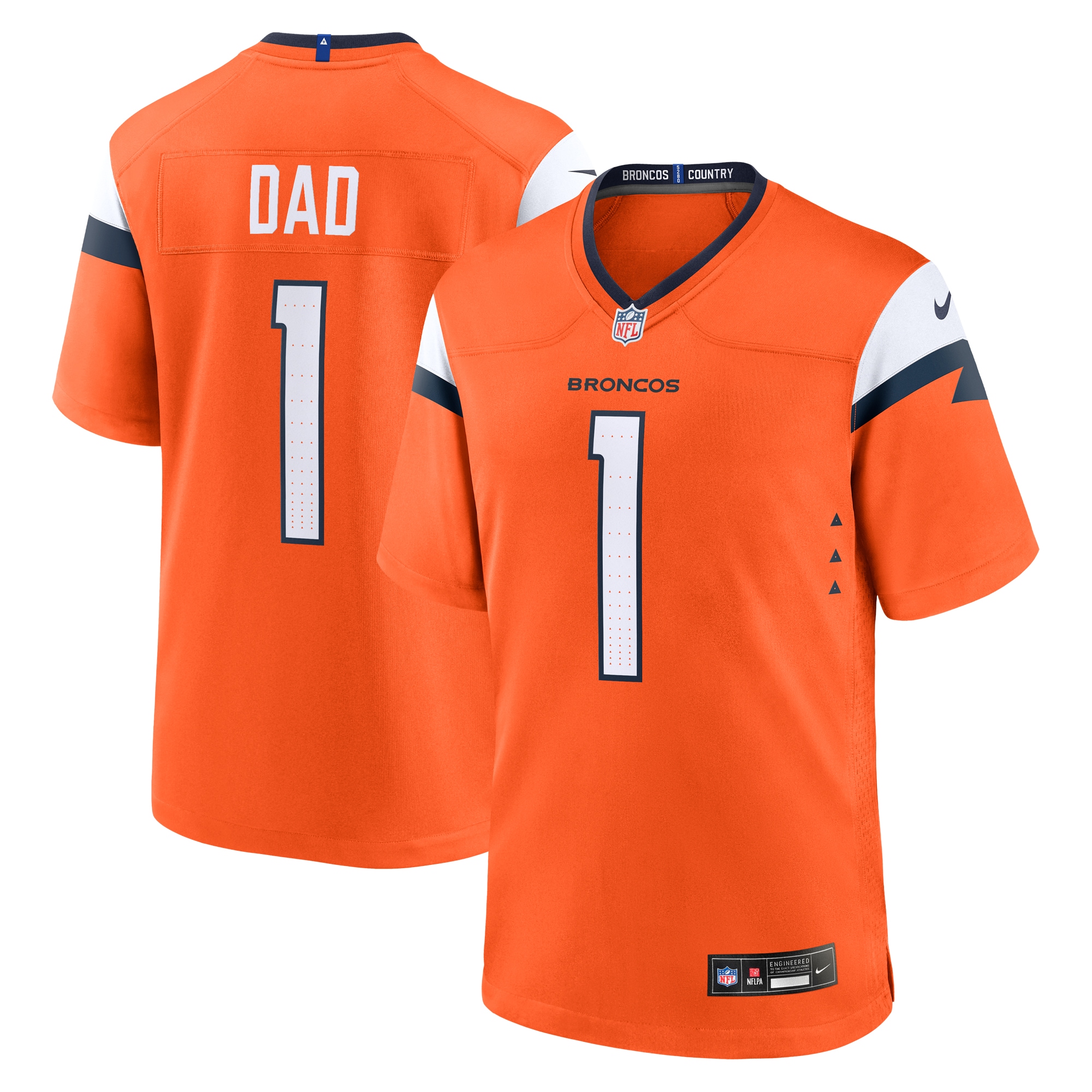  Denver Broncos #1 Dad Game Jersey - Orange