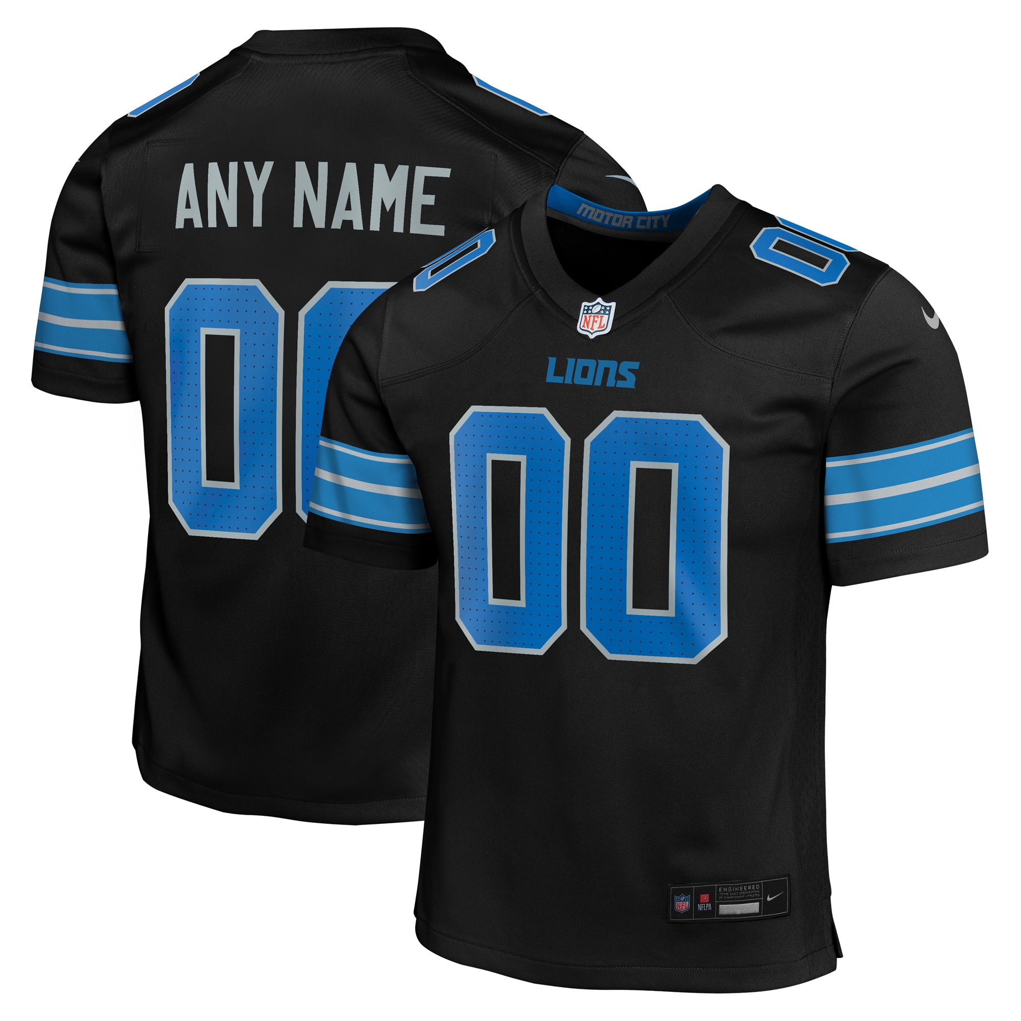  Detroit Lions Youth Alternate Custom Game Jersey - Black