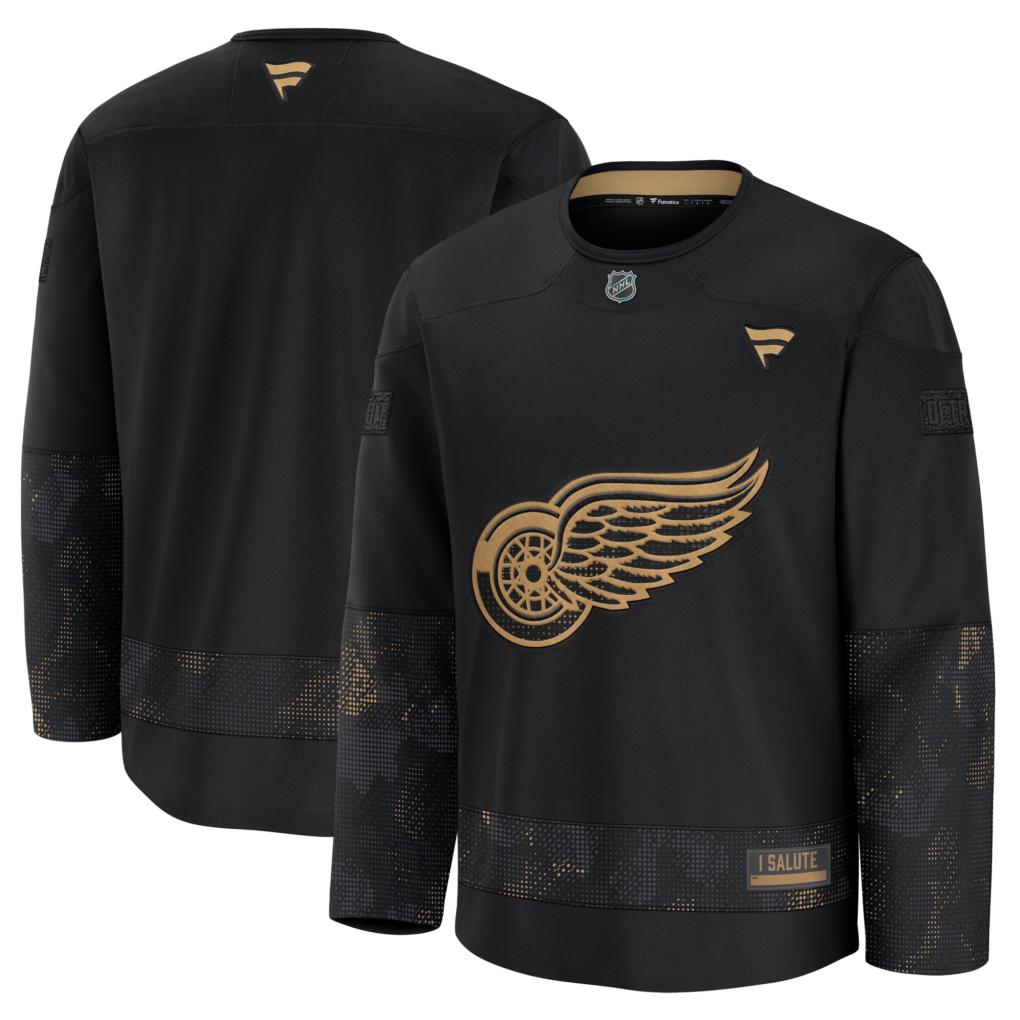  Detroit Red Wings Fanatics 2024 Military Appreciation Practice Jersey - Black
