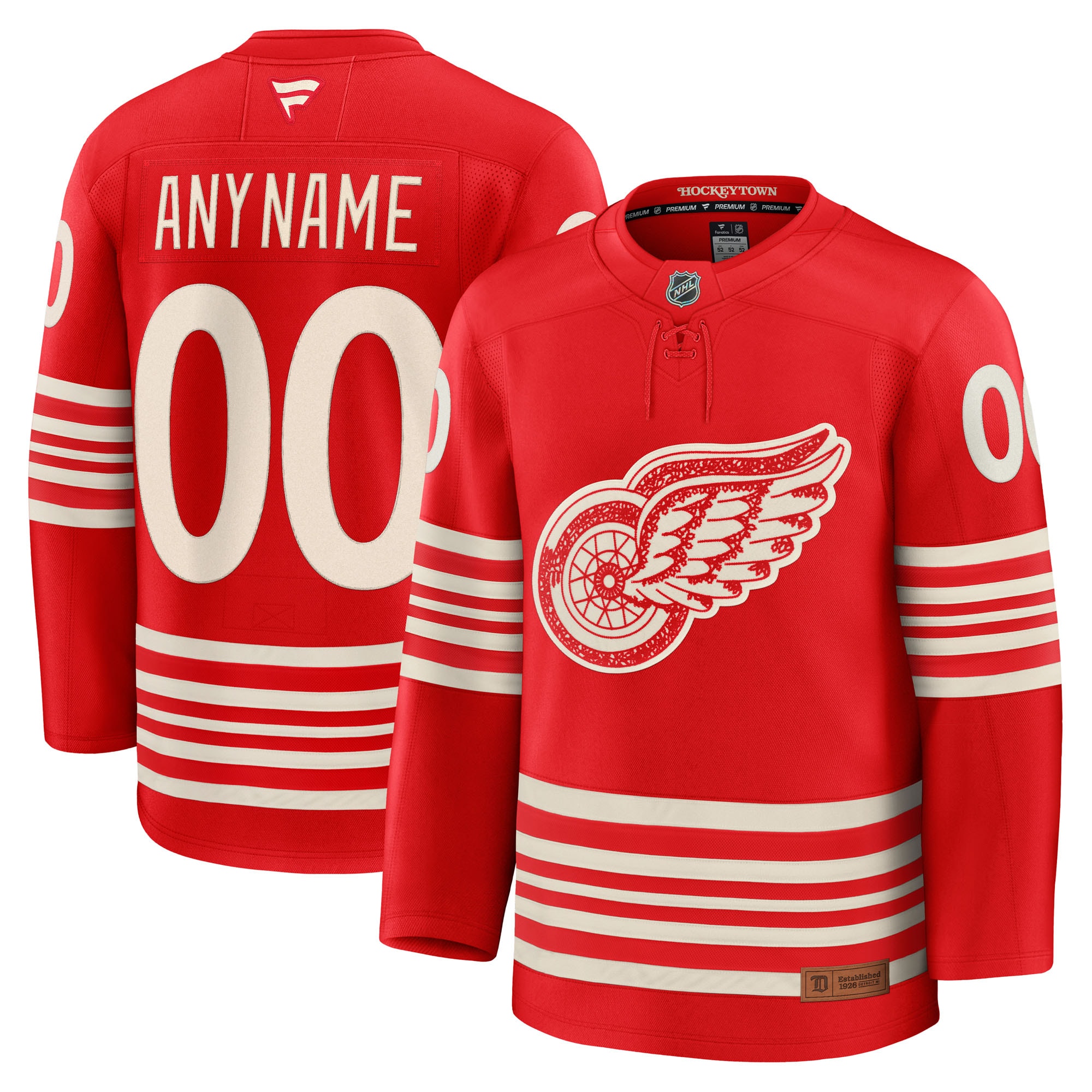  Detroit Red Wings Fanatics Centennial Premium Custom Jersey - Red