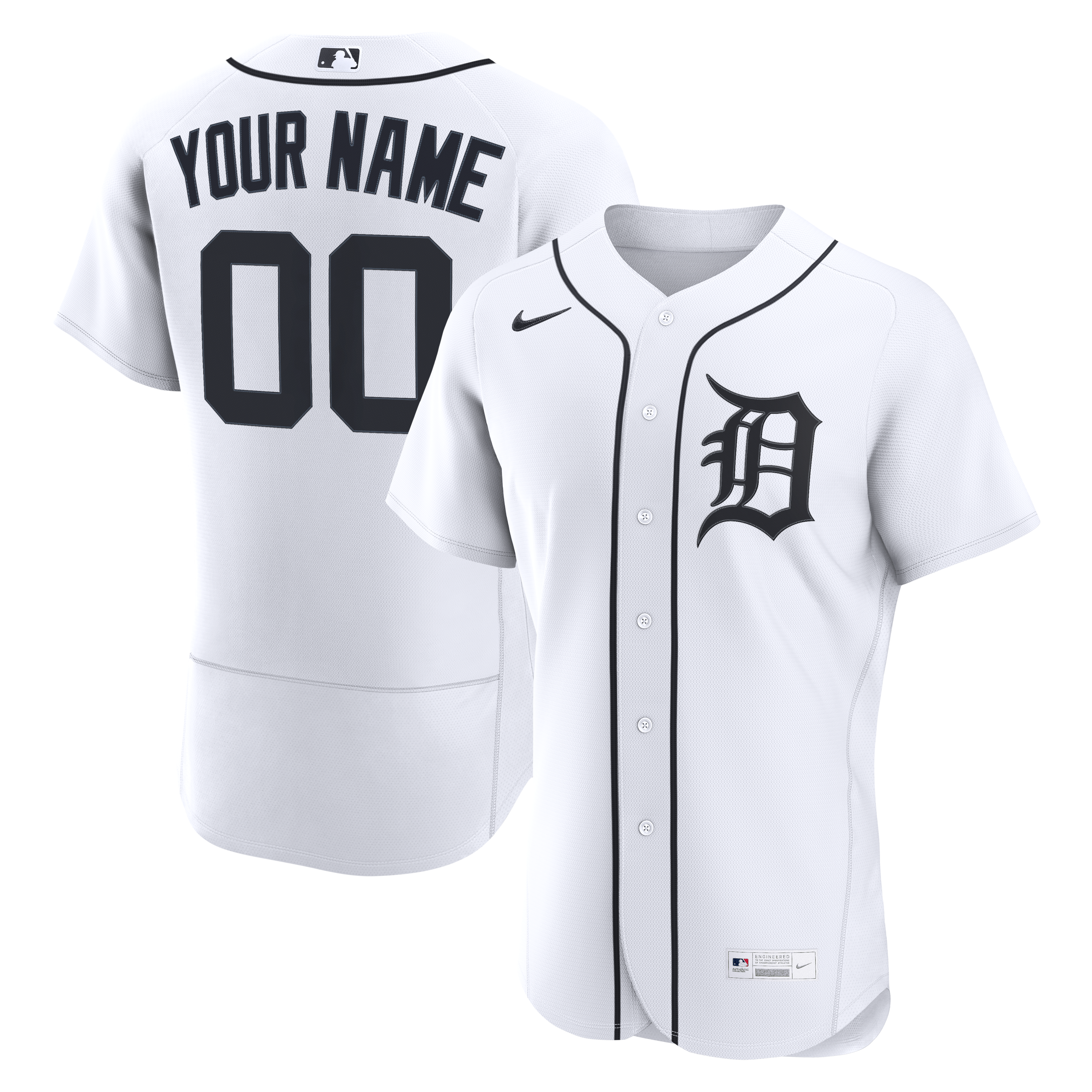  Detroit Tigers Home Custom Jersey - White