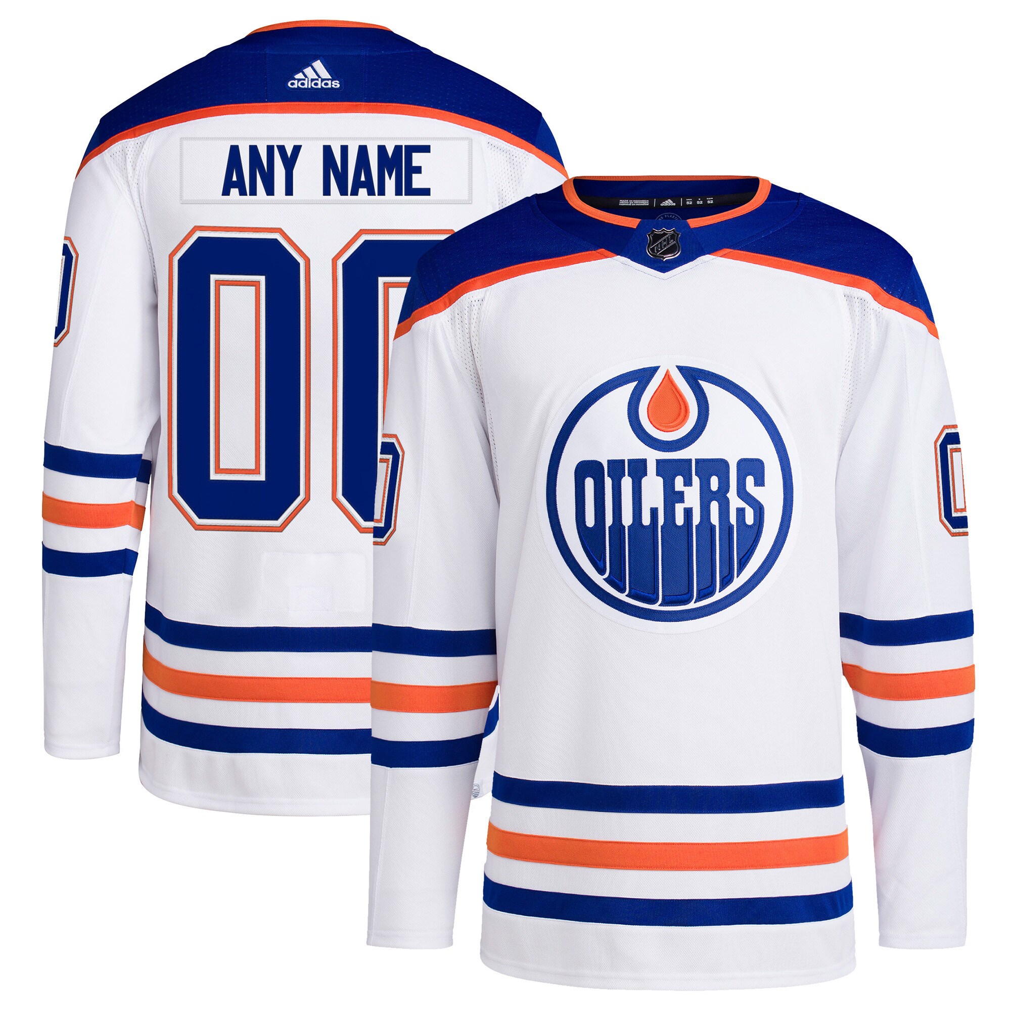  Edmonton Oilers adidas  Away  Primegreen Authentic Custom Jersey - White