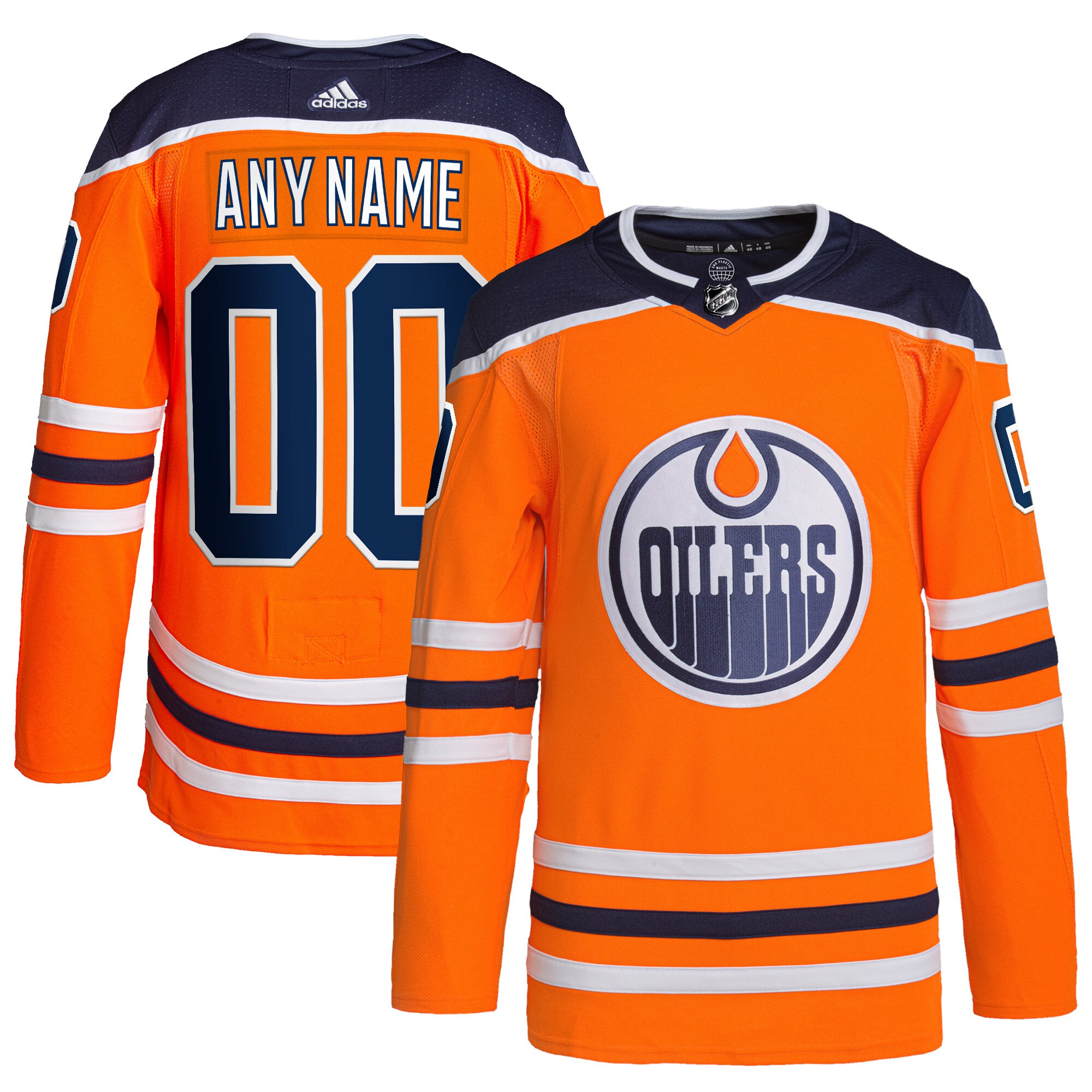  Edmonton Oilers adidas  Home  Primegreen Authentic Custom Jersey - Orange