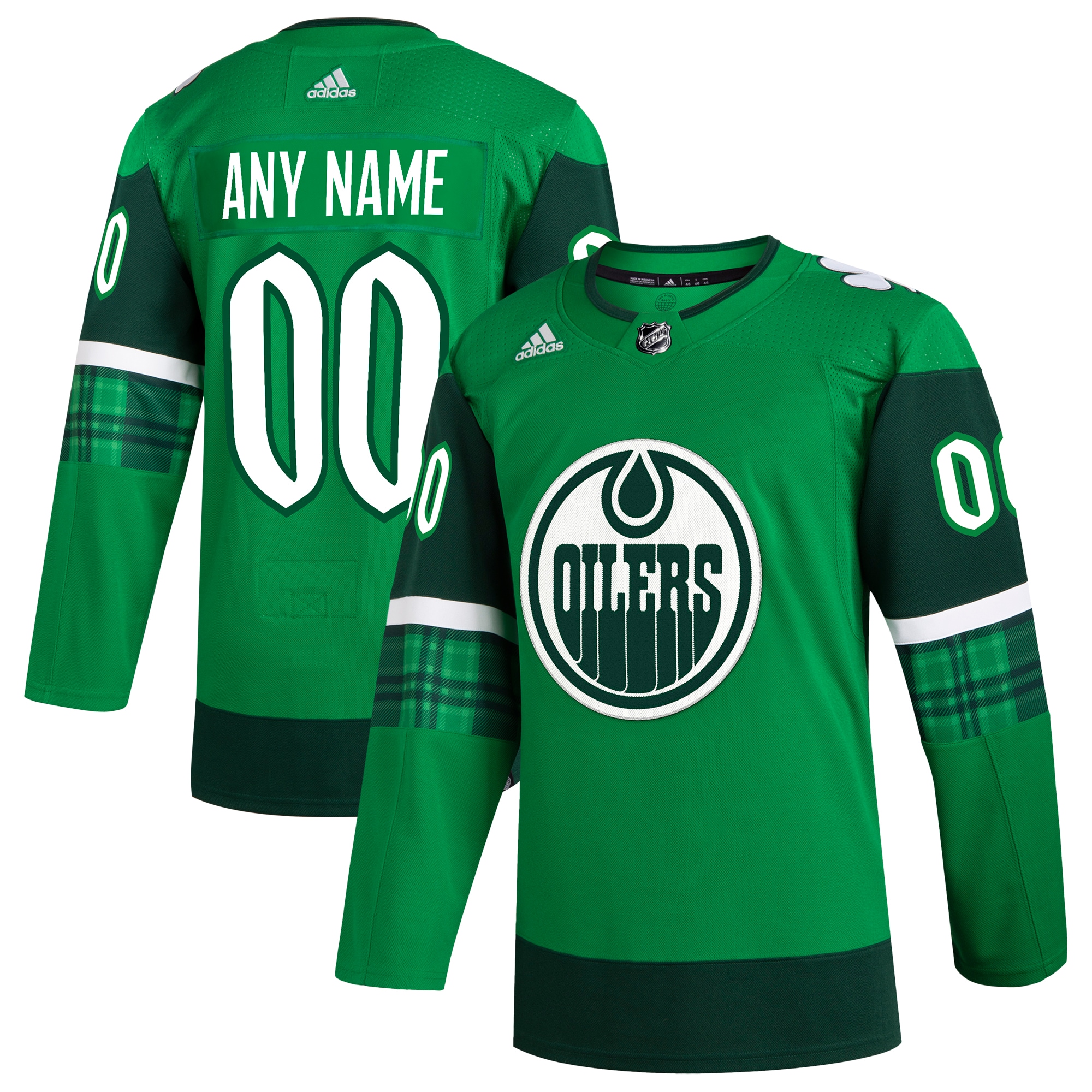  Edmonton Oilers adidas St. Patrick's Day Authentic Custom Jersey - Kelly Green
